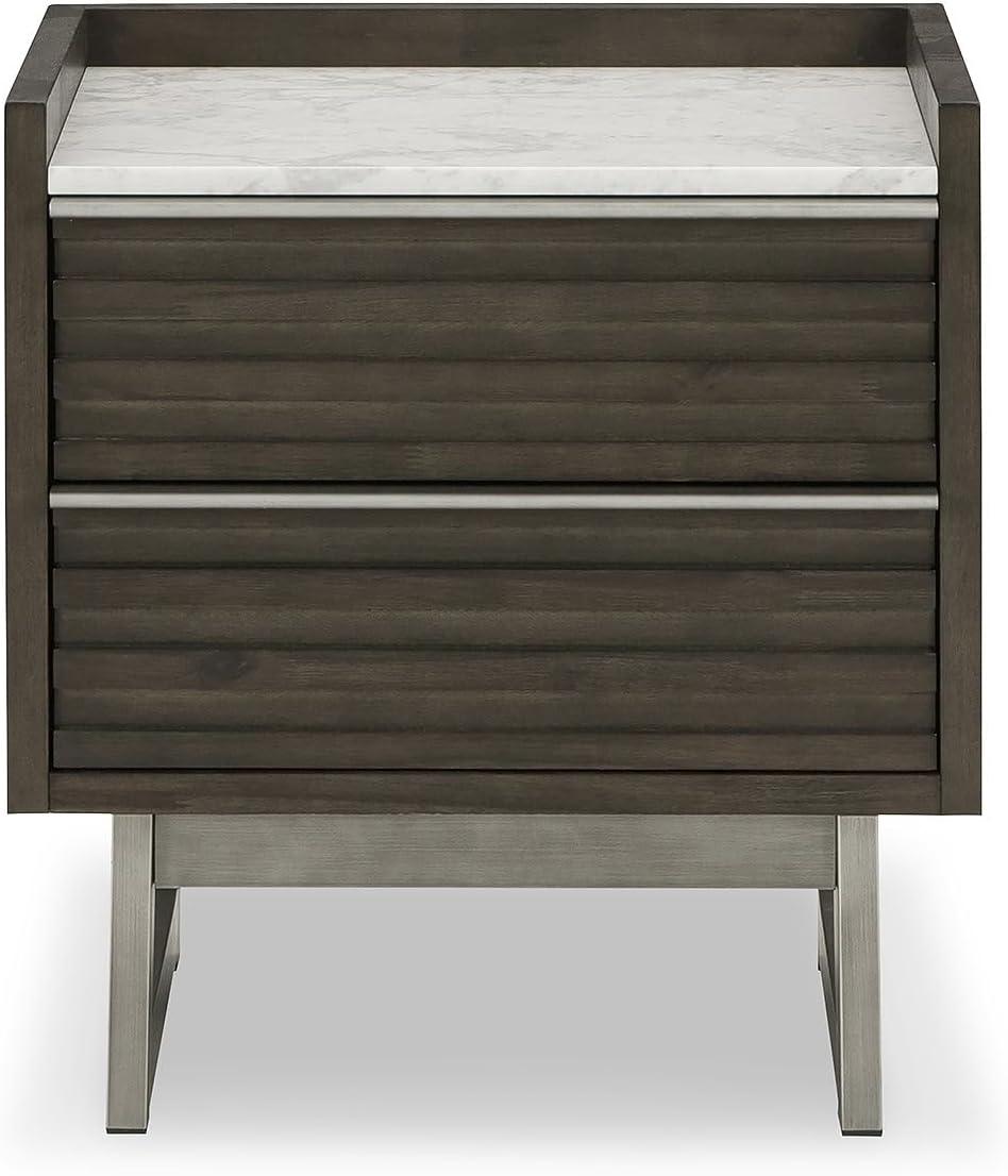 imageSignature Design by Ashley Blairhurst 3 Drawer Nightstand with USB Charging 2875quot Tall Light Grayish BrownGrayish BrownWhite