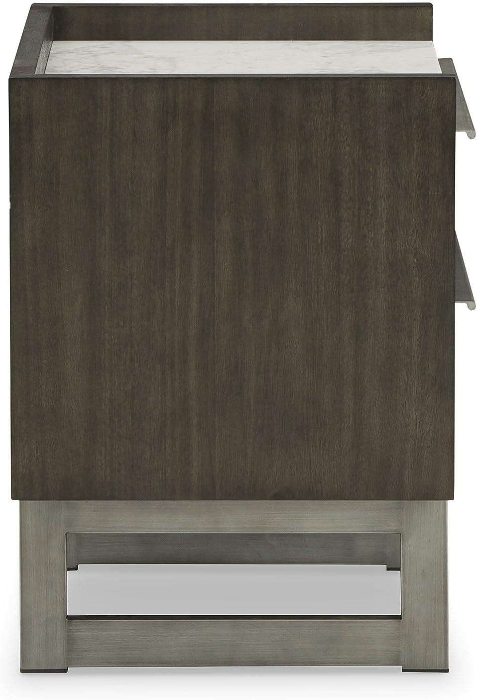 imageSignature Design by Ashley Blairhurst 3 Drawer Nightstand with USB Charging 2875quot Tall Light Grayish BrownGrayish BrownWhite