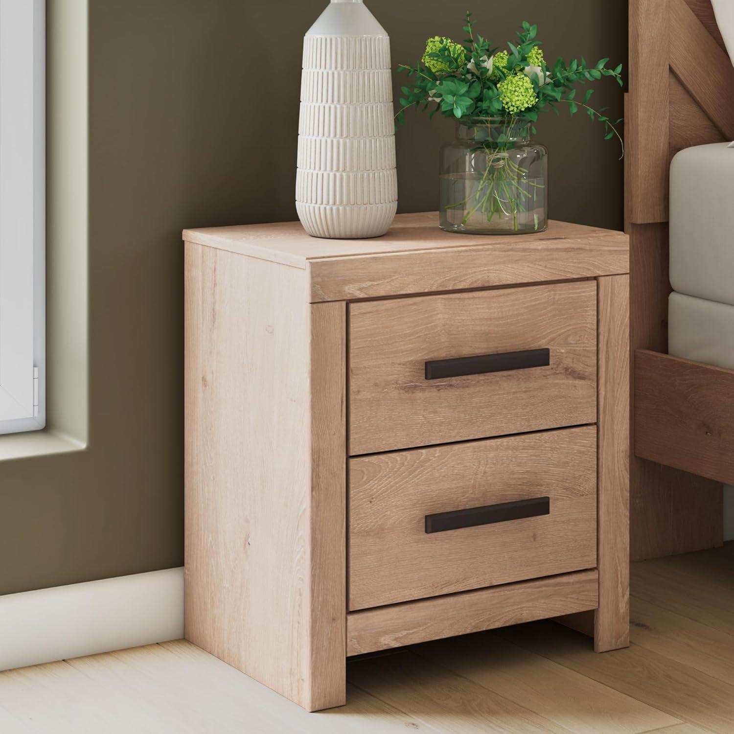 imageSignature Design by Ashley Blairhurst 3 Drawer Nightstand with USB Charging 2875quot Tall Light Grayish BrownTan