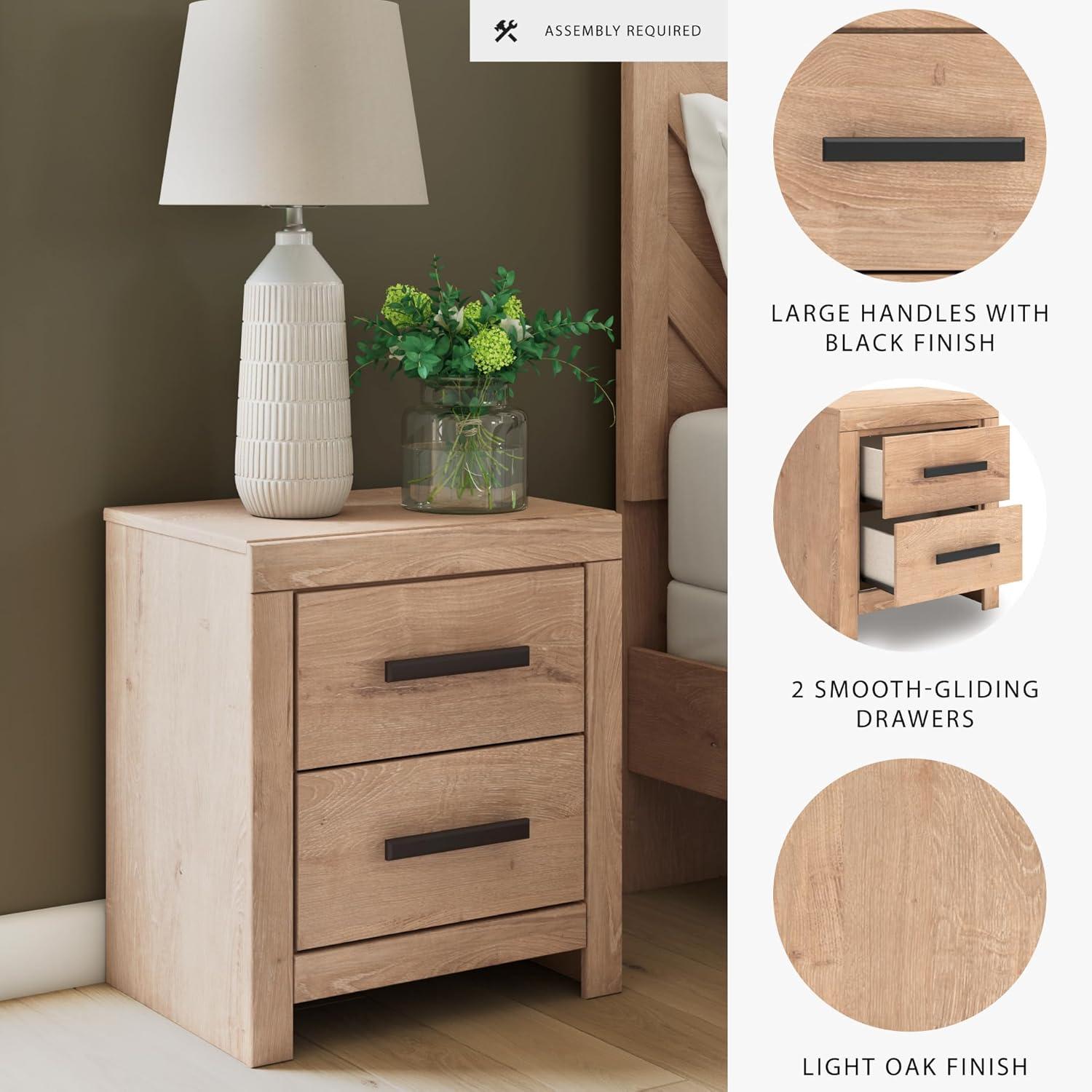 imageSignature Design by Ashley Blairhurst 3 Drawer Nightstand with USB Charging 2875quot Tall Light Grayish BrownTan