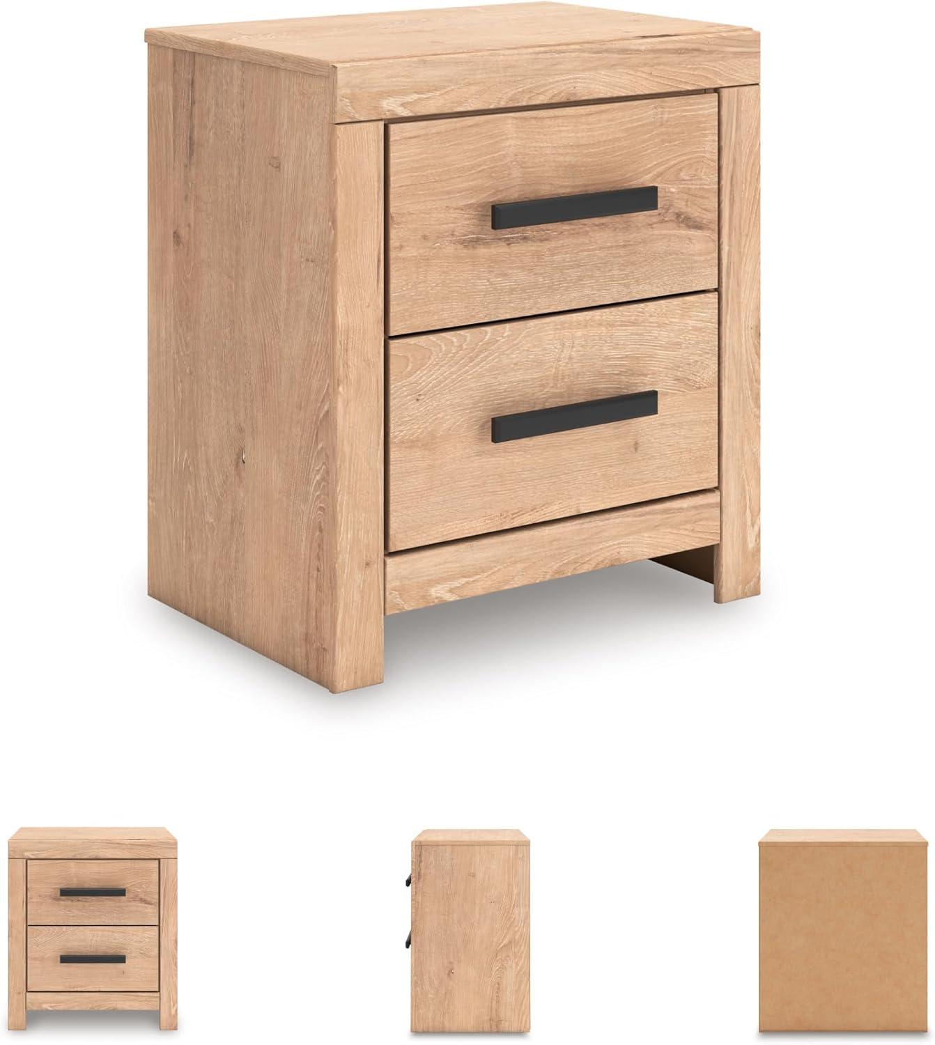 imageSignature Design by Ashley Blairhurst 3 Drawer Nightstand with USB Charging 2875quot Tall Light Grayish BrownTan