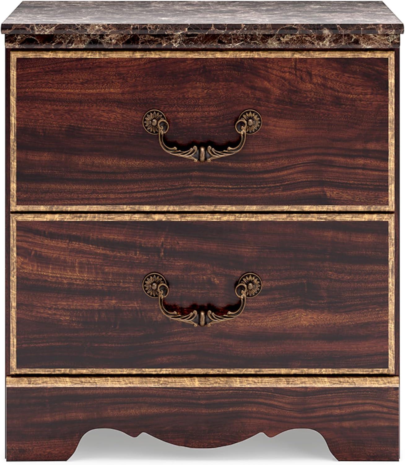 imageSignature Design by Ashley Blairhurst 3 Drawer Nightstand with USB Charging 2875quot Tall Light Grayish BrownTwo Toned