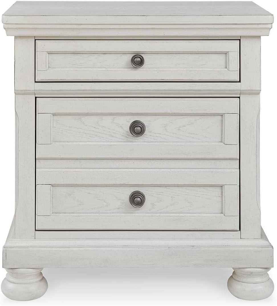 imageSignature Design by Ashley Blairhurst 3 Drawer Nightstand with USB Charging 2875quot Tall Light Grayish BrownWhite