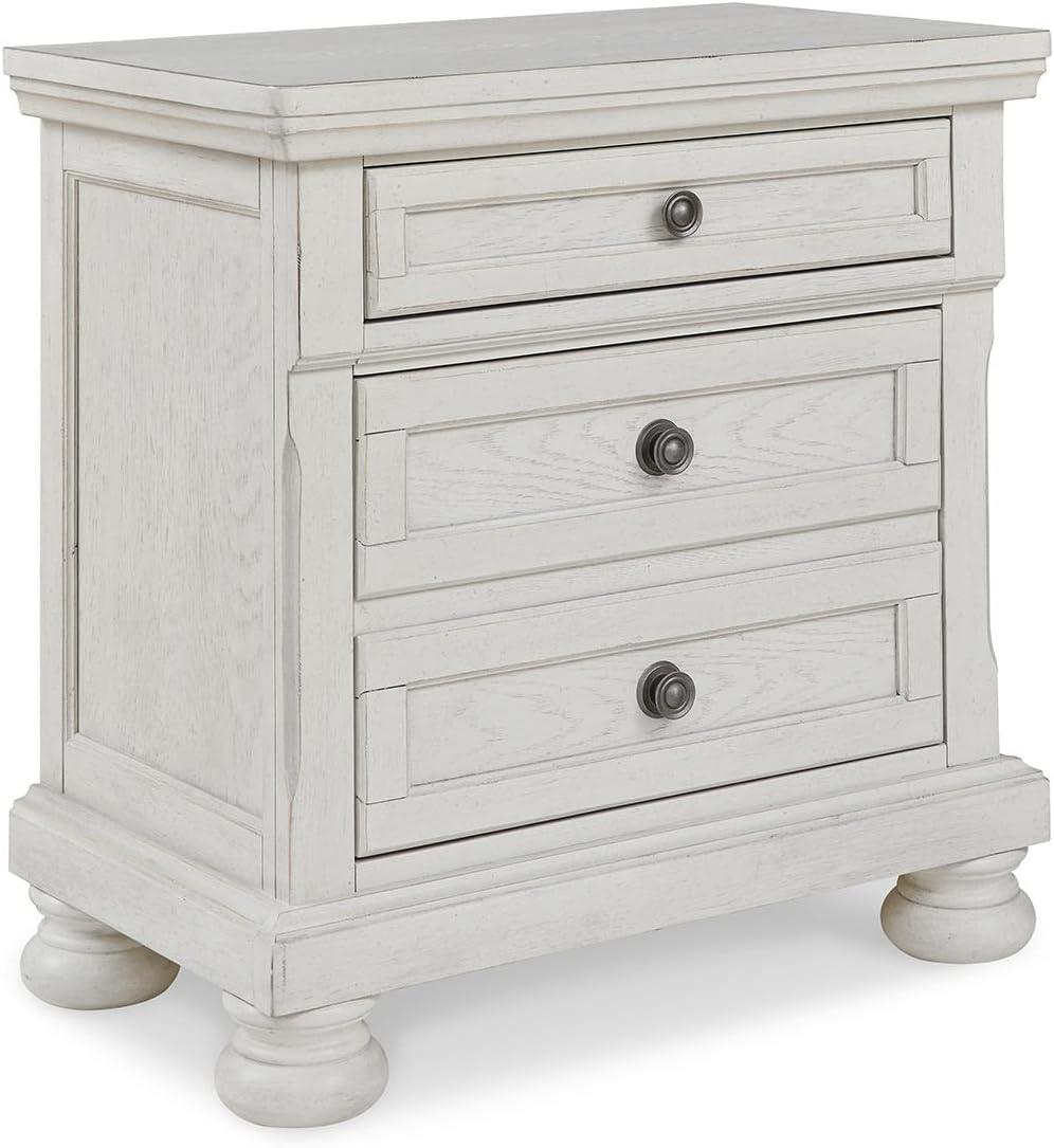 imageSignature Design by Ashley Blairhurst 3 Drawer Nightstand with USB Charging 2875quot Tall Light Grayish BrownWhite