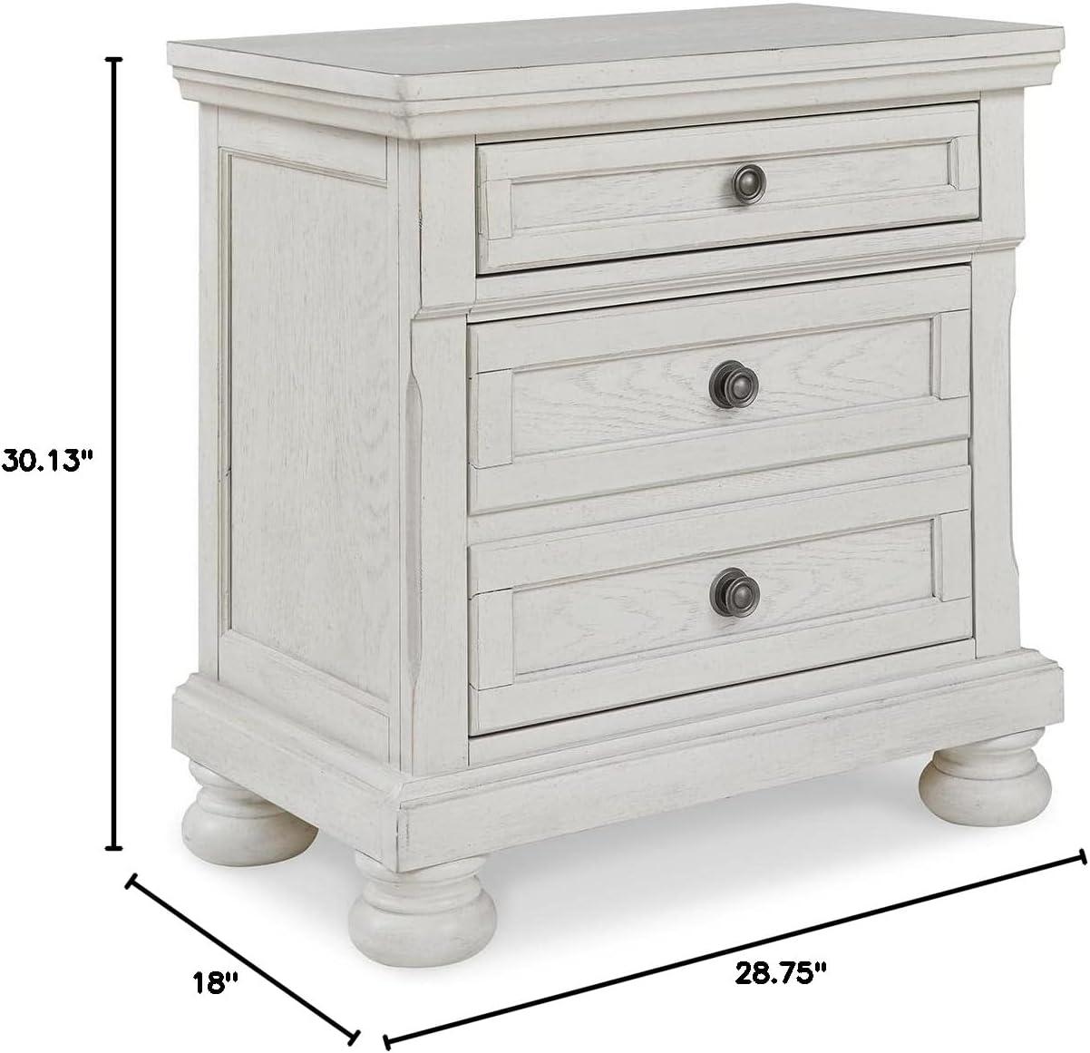 imageSignature Design by Ashley Blairhurst 3 Drawer Nightstand with USB Charging 2875quot Tall Light Grayish BrownWhite