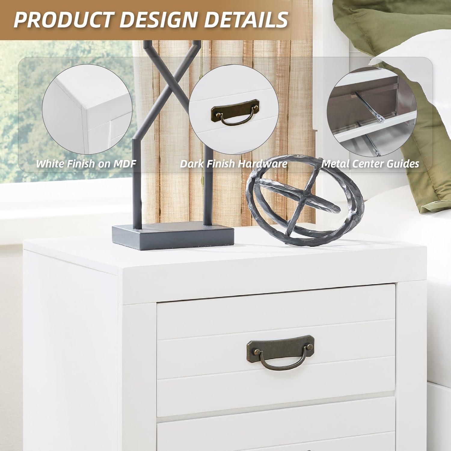 imageSignature Design by Ashley Blairhurst 3 Drawer Nightstand with USB Charging 2875quot Tall Light Grayish BrownWhite