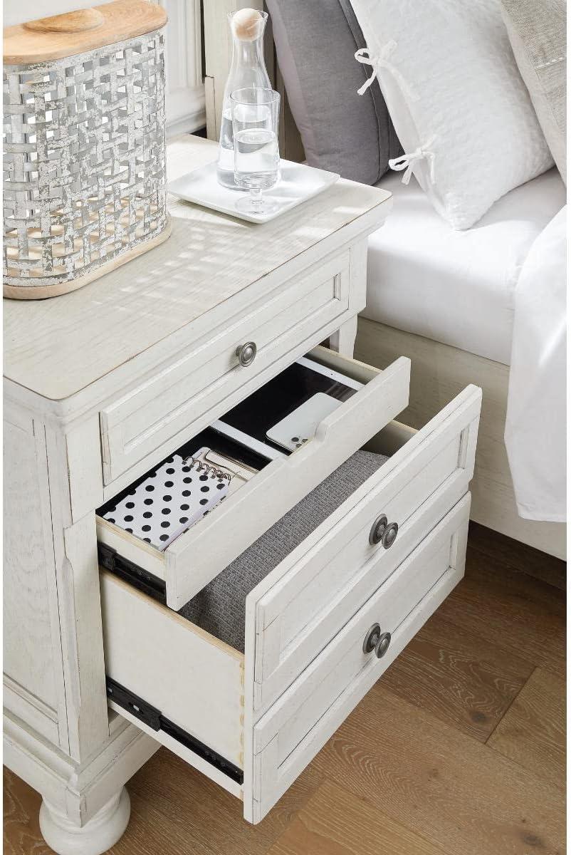 imageSignature Design by Ashley Blairhurst 3 Drawer Nightstand with USB Charging 2875quot Tall Light Grayish BrownWhite