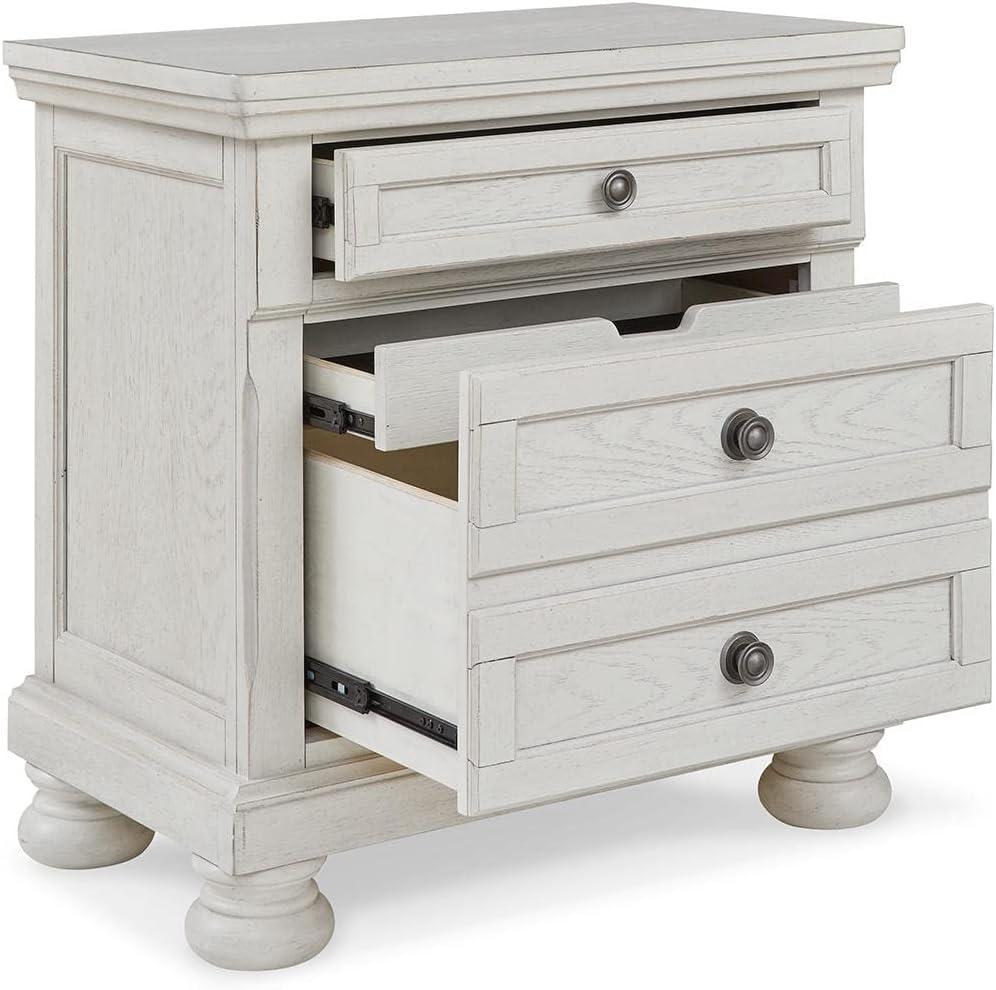 imageSignature Design by Ashley Blairhurst 3 Drawer Nightstand with USB Charging 2875quot Tall Light Grayish BrownWhite