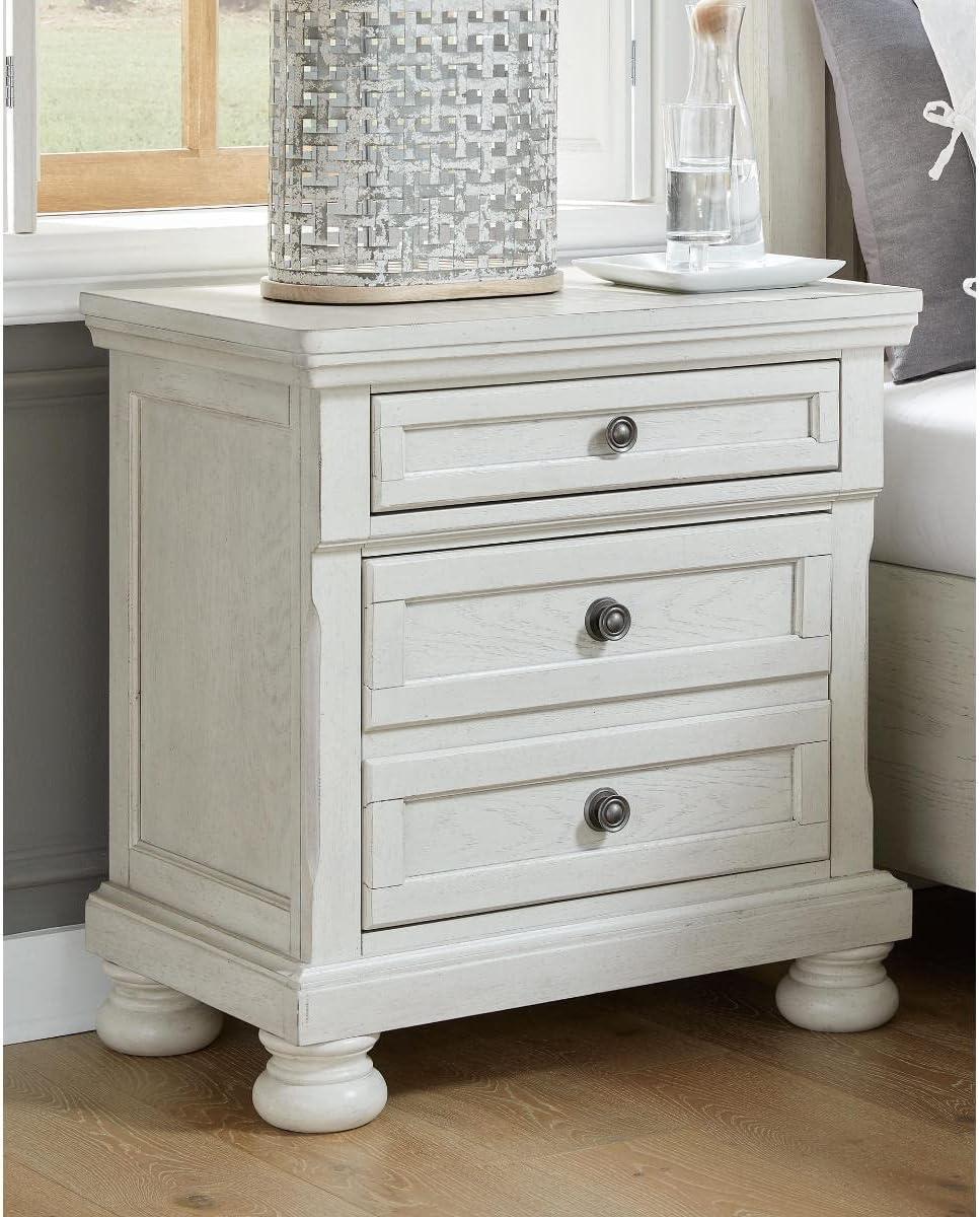 imageSignature Design by Ashley Blairhurst 3 Drawer Nightstand with USB Charging 2875quot Tall Light Grayish BrownWhite