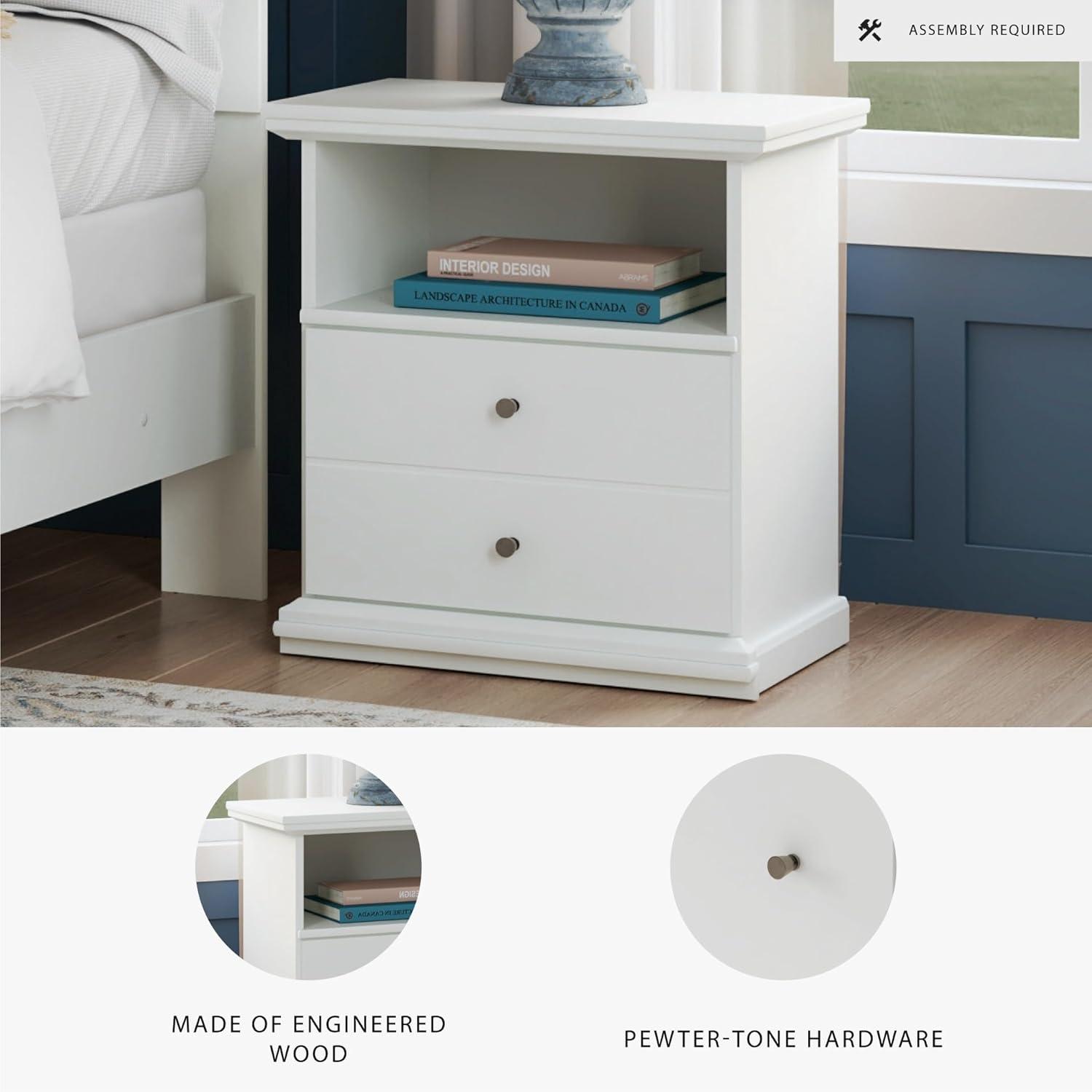 imageSignature Design by Ashley Bostwick Shoals Childrens Traditional 1 Drawer Nightstand with 1 Storage Cubby 2437quot Tall WhiteBostwick Shoals
