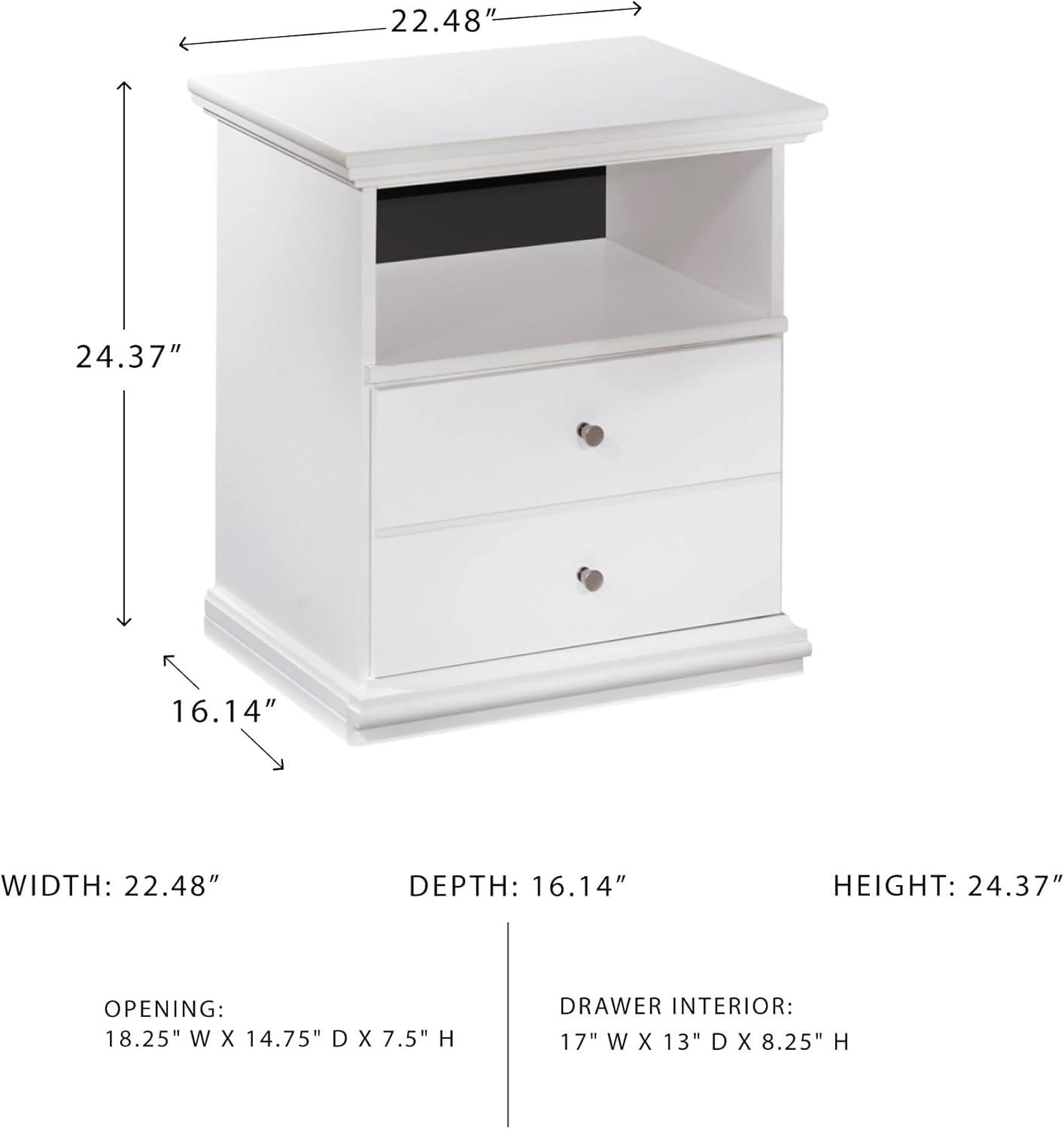 imageSignature Design by Ashley Bostwick Shoals Childrens Traditional 1 Drawer Nightstand with 1 Storage Cubby 2437quot Tall WhiteBostwick Shoals
