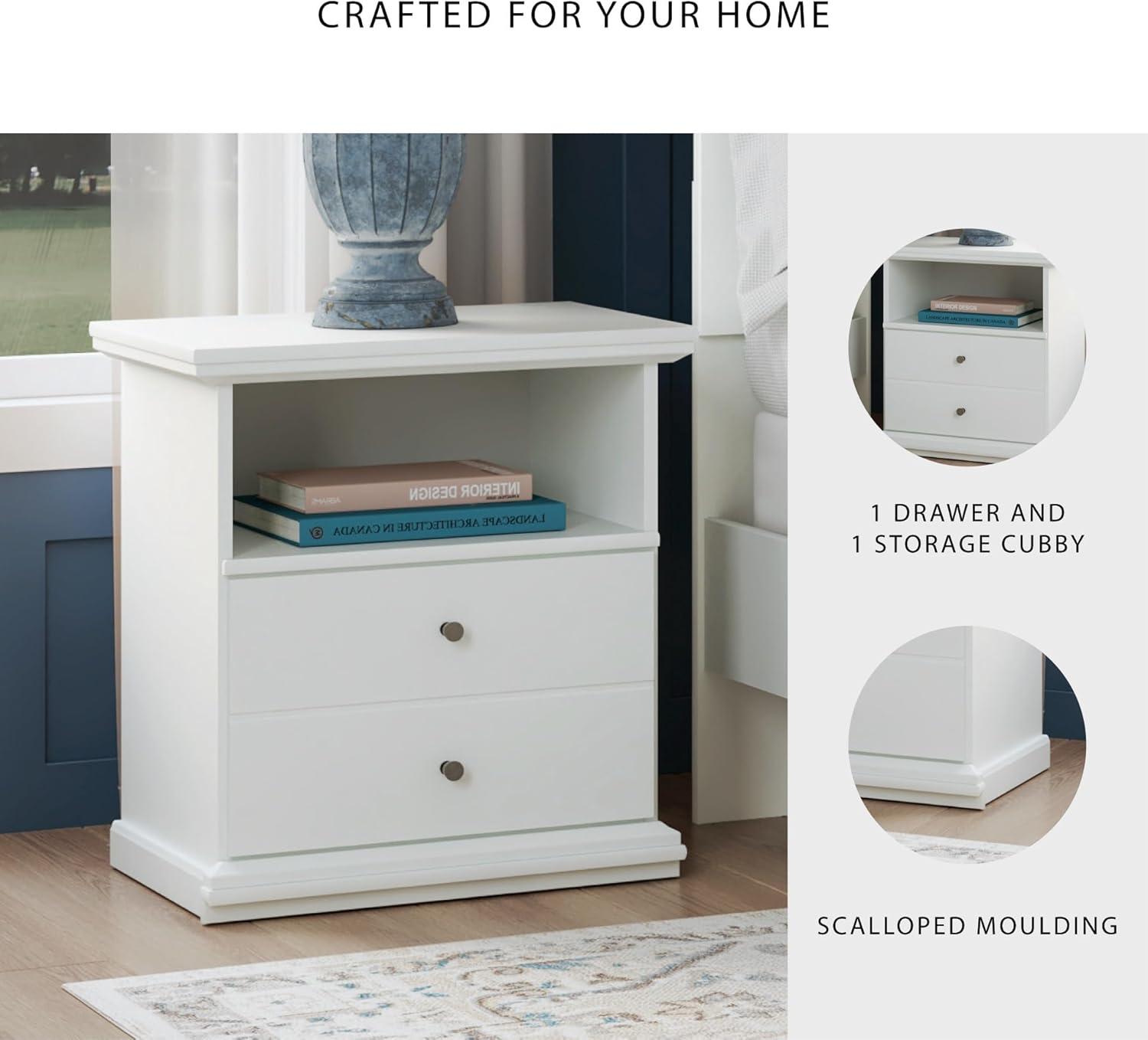 imageSignature Design by Ashley Bostwick Shoals Childrens Traditional 1 Drawer Nightstand with 1 Storage Cubby 2437quot Tall WhiteBostwick Shoals