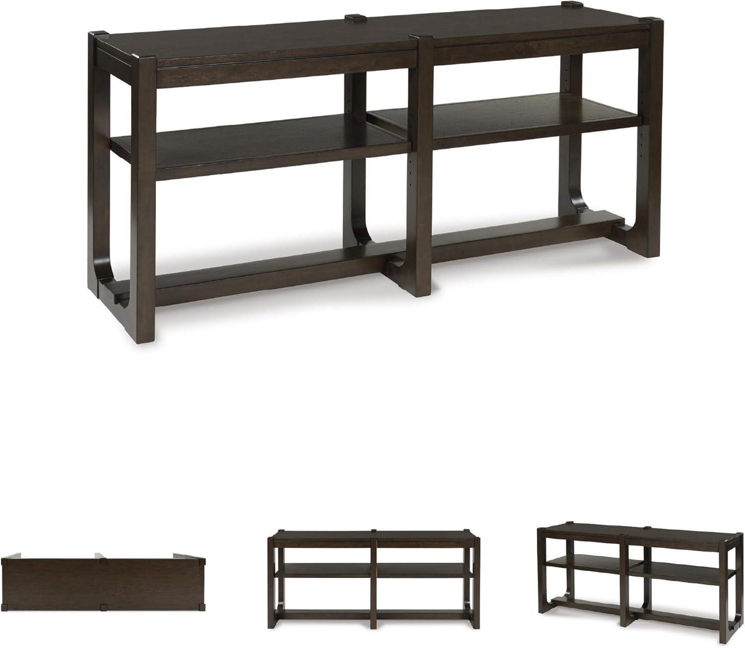 imageSignature Design by Ashley Breckington Modern Sofa Table with Adjustable Shelves Dark Brown