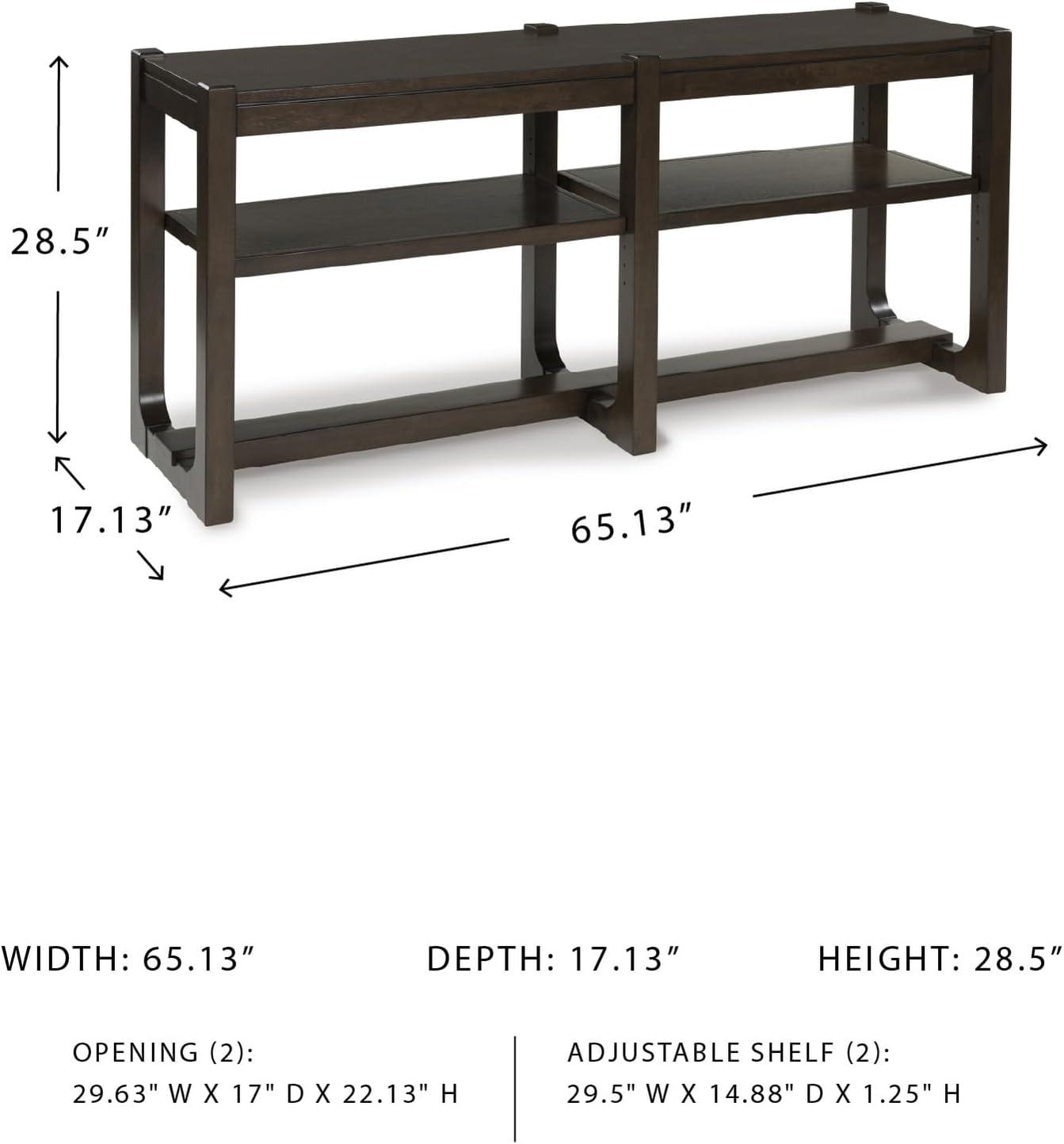 imageSignature Design by Ashley Breckington Modern Sofa Table with Adjustable Shelves Dark Brown