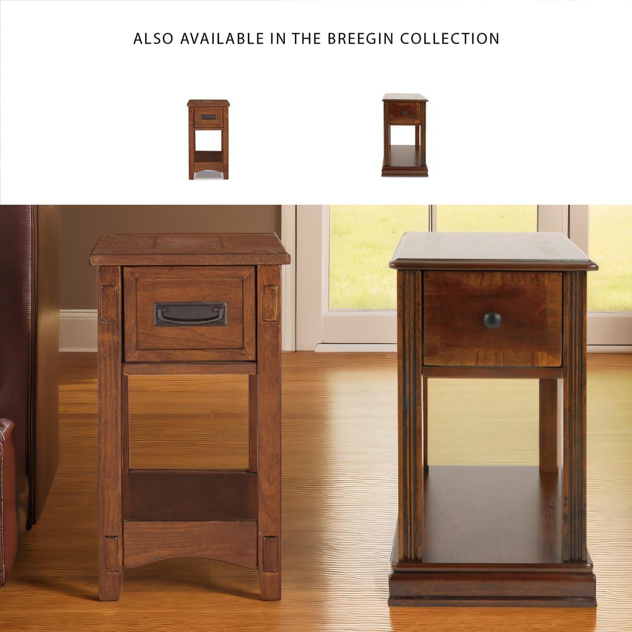 imageSignature Design by Ashley Breegin New Traditional Wooden Chair Side End Table with 1 Drawer and 1 Fixed Shelf Brown