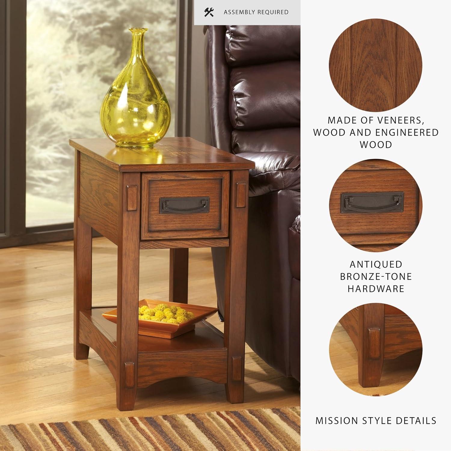 imageSignature Design by Ashley Breegin New Traditional Wooden Chair Side End Table with 1 Drawer and 1 Fixed Shelf Brown