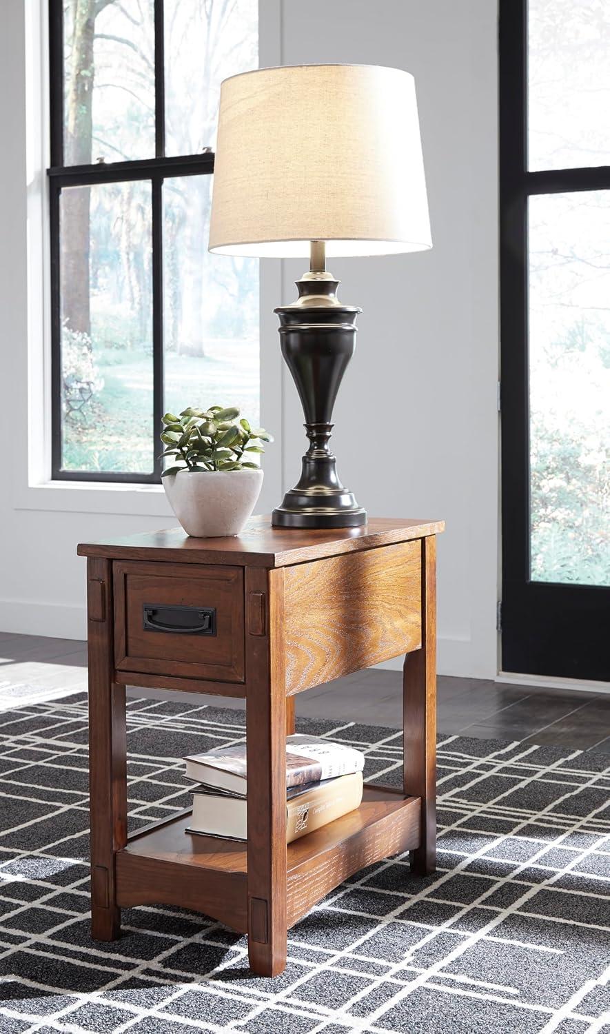 imageSignature Design by Ashley Breegin New Traditional Wooden Chair Side End Table with 1 Drawer and 1 Fixed Shelf Brown