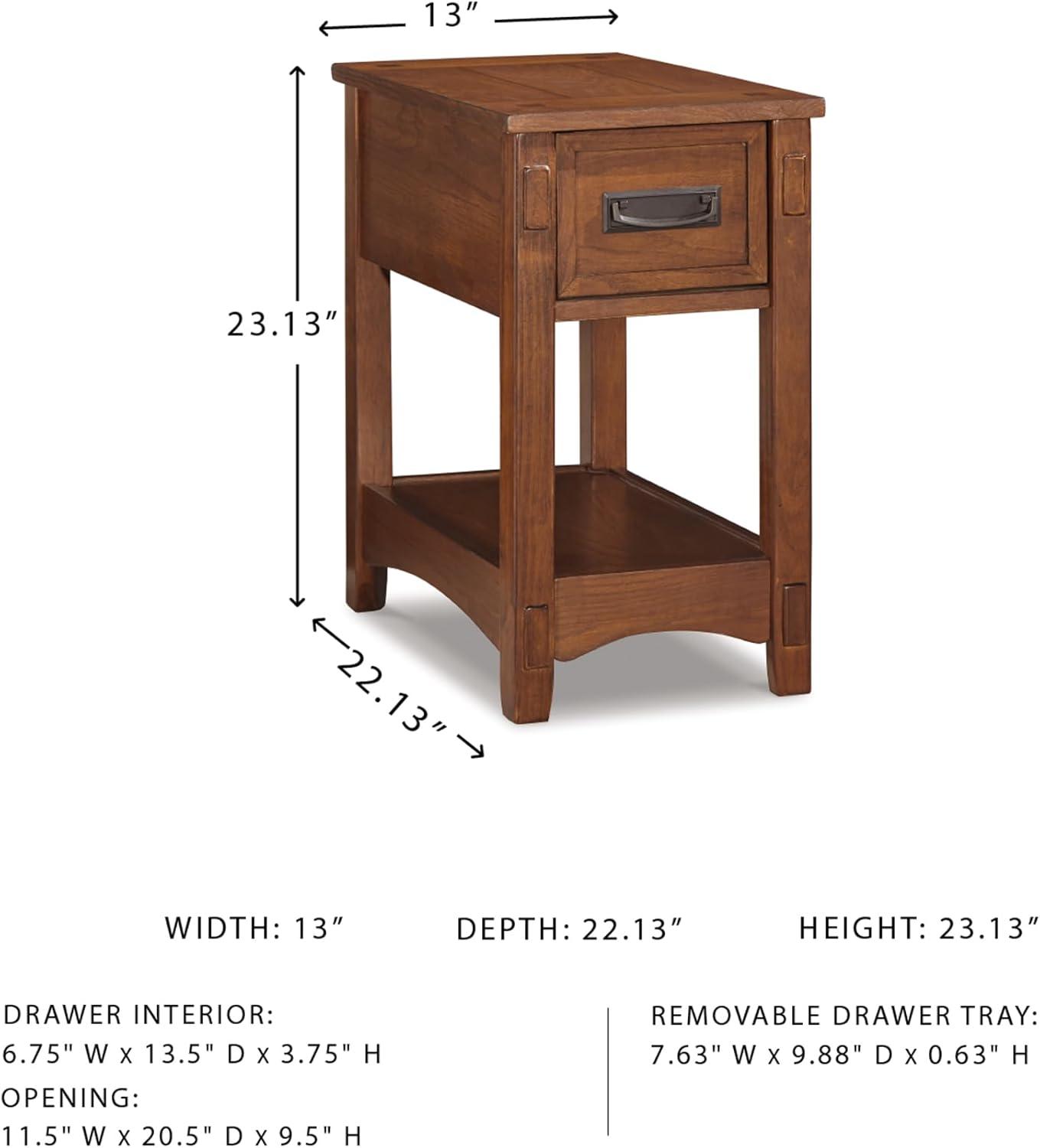imageSignature Design by Ashley Breegin New Traditional Wooden Chair Side End Table with 1 Drawer and 1 Fixed Shelf Brown