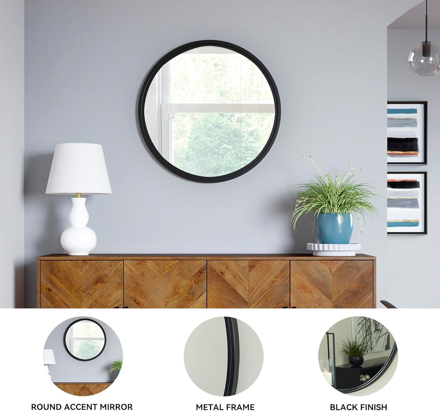 imageSignature Design by Ashley Brocky 24quot Contemporary Rectangular Wall Mounted Accent Mirror WhiteBlack