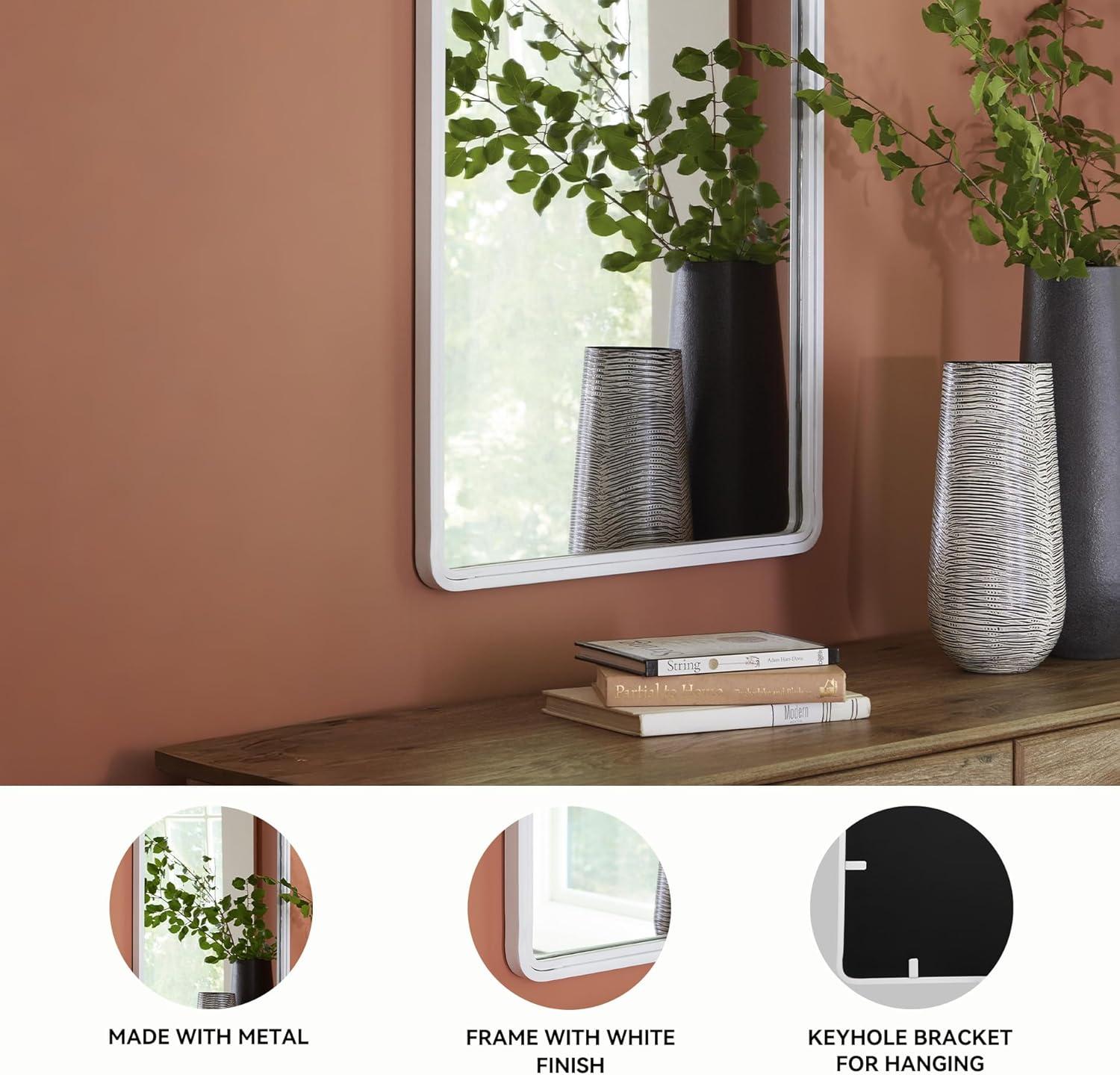 imageSignature Design by Ashley Brocky 24quot Contemporary Rectangular Wall Mounted Accent Mirror WhiteWhite