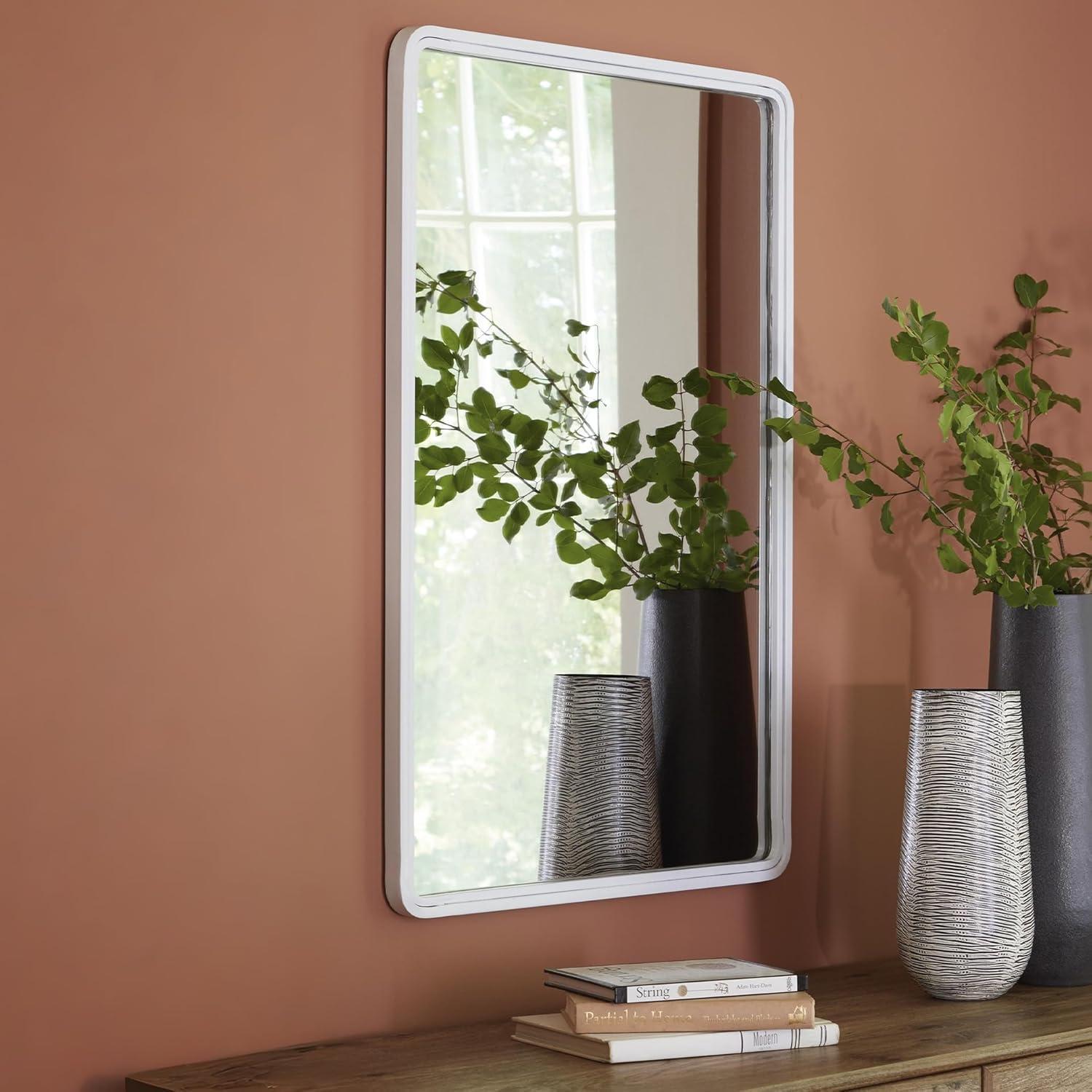 imageSignature Design by Ashley Brocky 24quot Contemporary Rectangular Wall Mounted Accent Mirror WhiteWhite