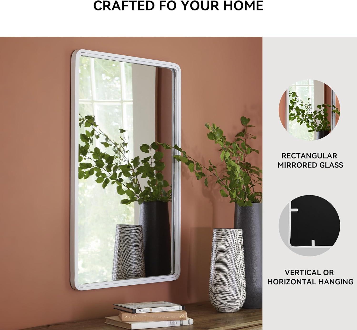 imageSignature Design by Ashley Brocky 24quot Contemporary Rectangular Wall Mounted Accent Mirror WhiteWhite