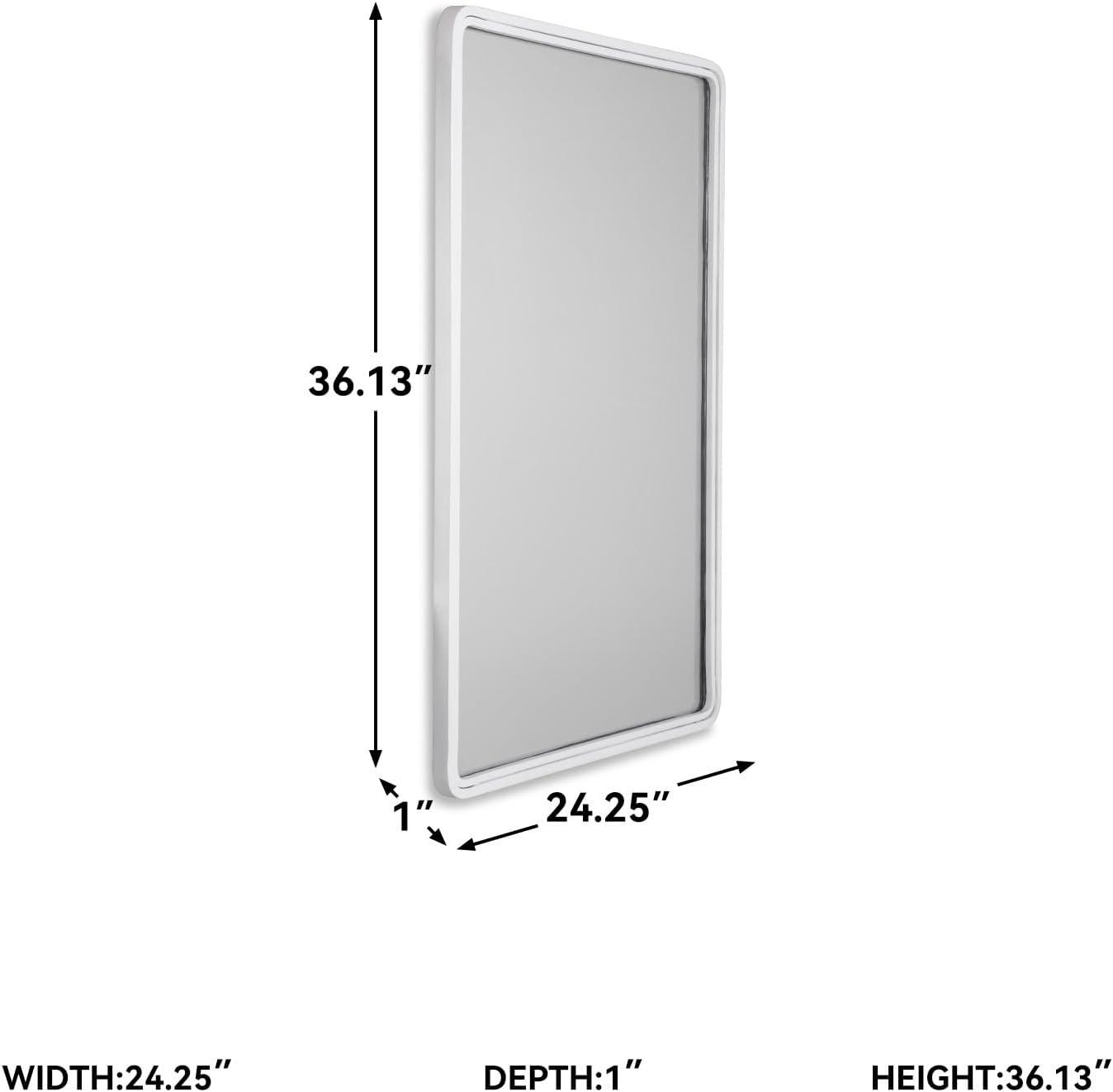 imageSignature Design by Ashley Brocky 24quot Contemporary Rectangular Wall Mounted Accent Mirror WhiteWhite