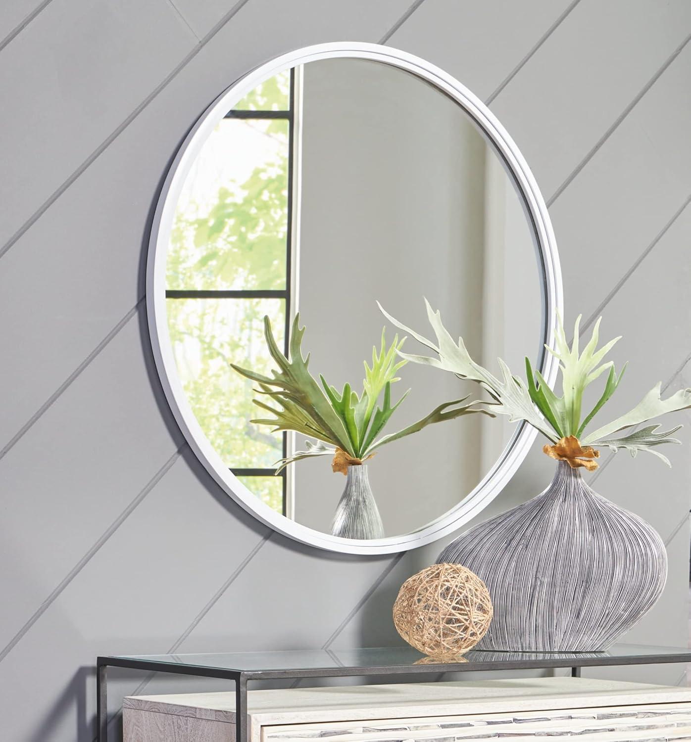 imageSignature Design by Ashley Brocky 24quot Contemporary Rectangular Wall Mounted Accent Mirror WhiteWhite