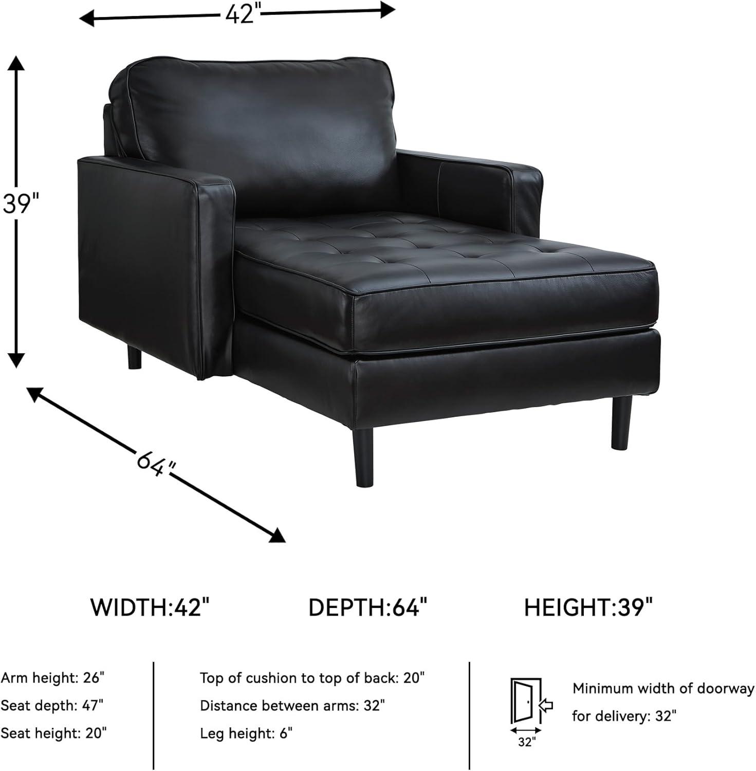 imageSignature Design by Ashley Bryceview Modern Tufted Leather Match Chaise with Loose Seat Cushion BlackChaise