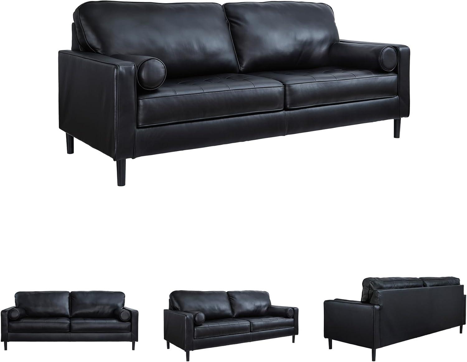 imageSignature Design by Ashley Bryceview Modern Tufted Leather Match Chaise with Loose Seat Cushion BlackSofa