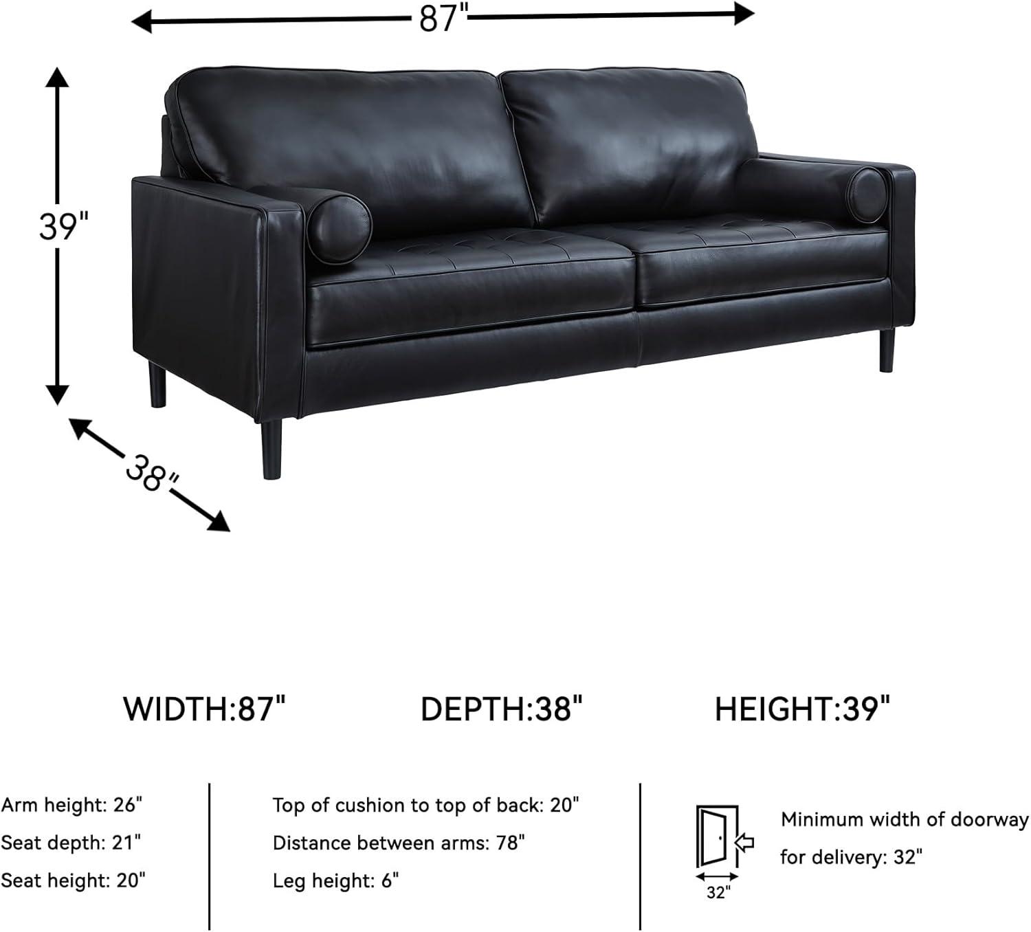 imageSignature Design by Ashley Bryceview Modern Tufted Leather Match Chaise with Loose Seat Cushion BlackSofa