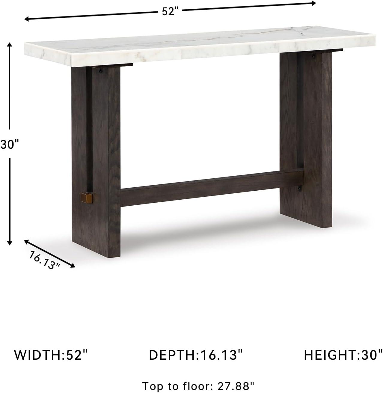 imageSignature Design by Ashley Burkhaus Traditional Rectangular Sofa Table with Marble Tabletop Dark Brown ampamp White