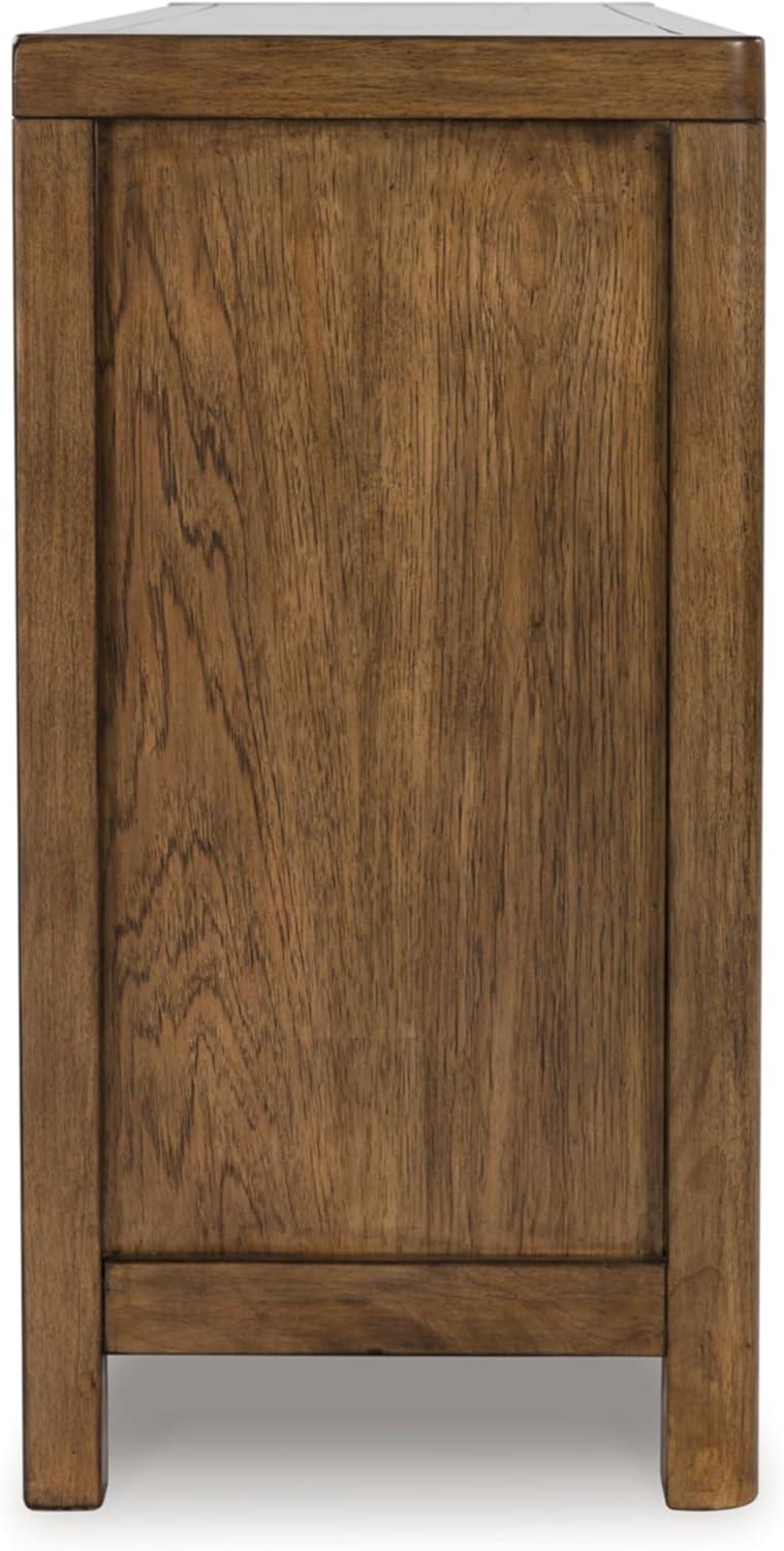 imageSignature Design by Ashley Cabalynn Farmhouse Glazed 2Door Dining Server with Adjustable Shelves and 3 Drawers Light Brown