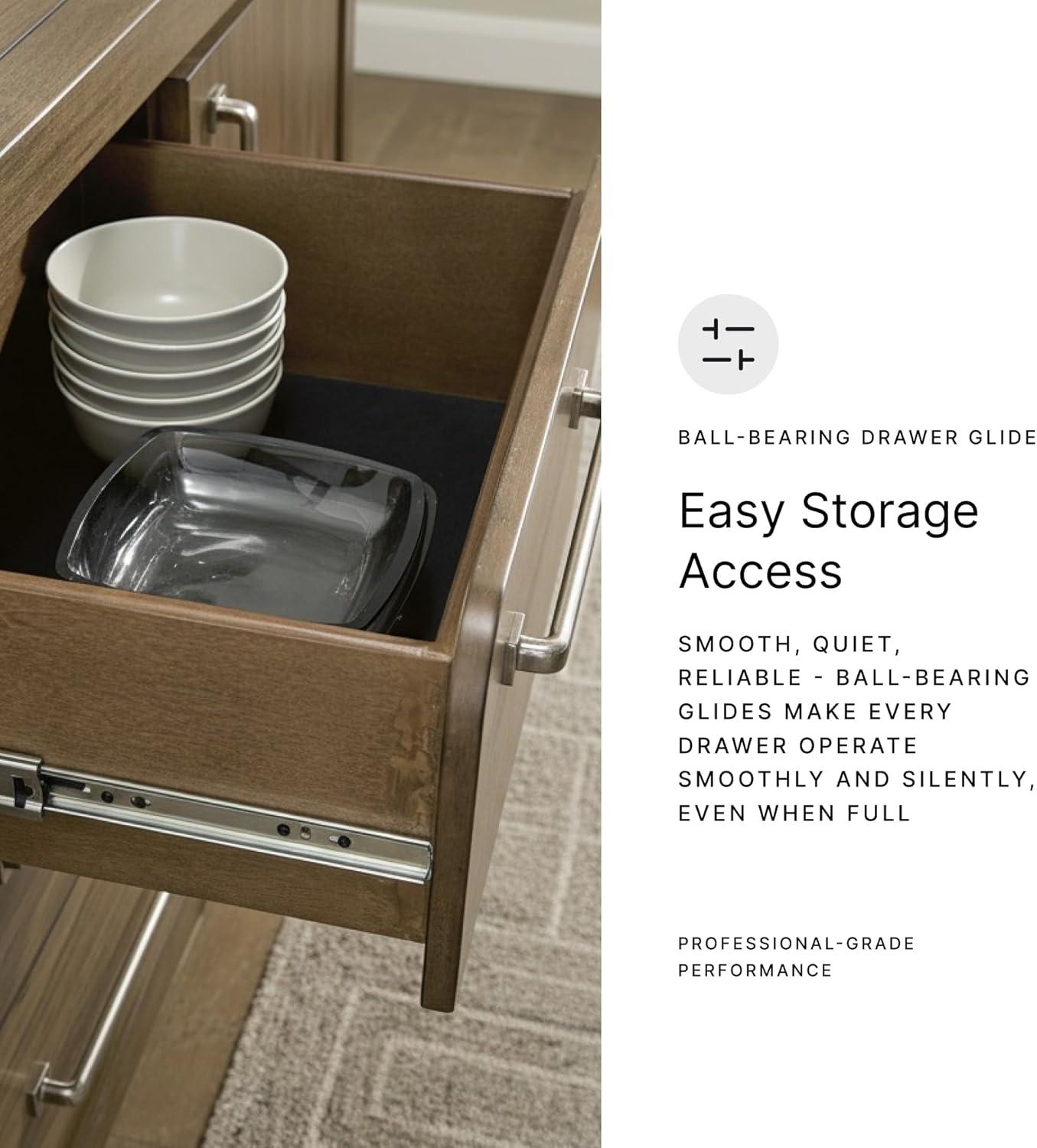 imageSignature Design by Ashley Cabalynn Farmhouse Glazed 2Door Dining Server with Adjustable Shelves and 3 Drawers Light Brown