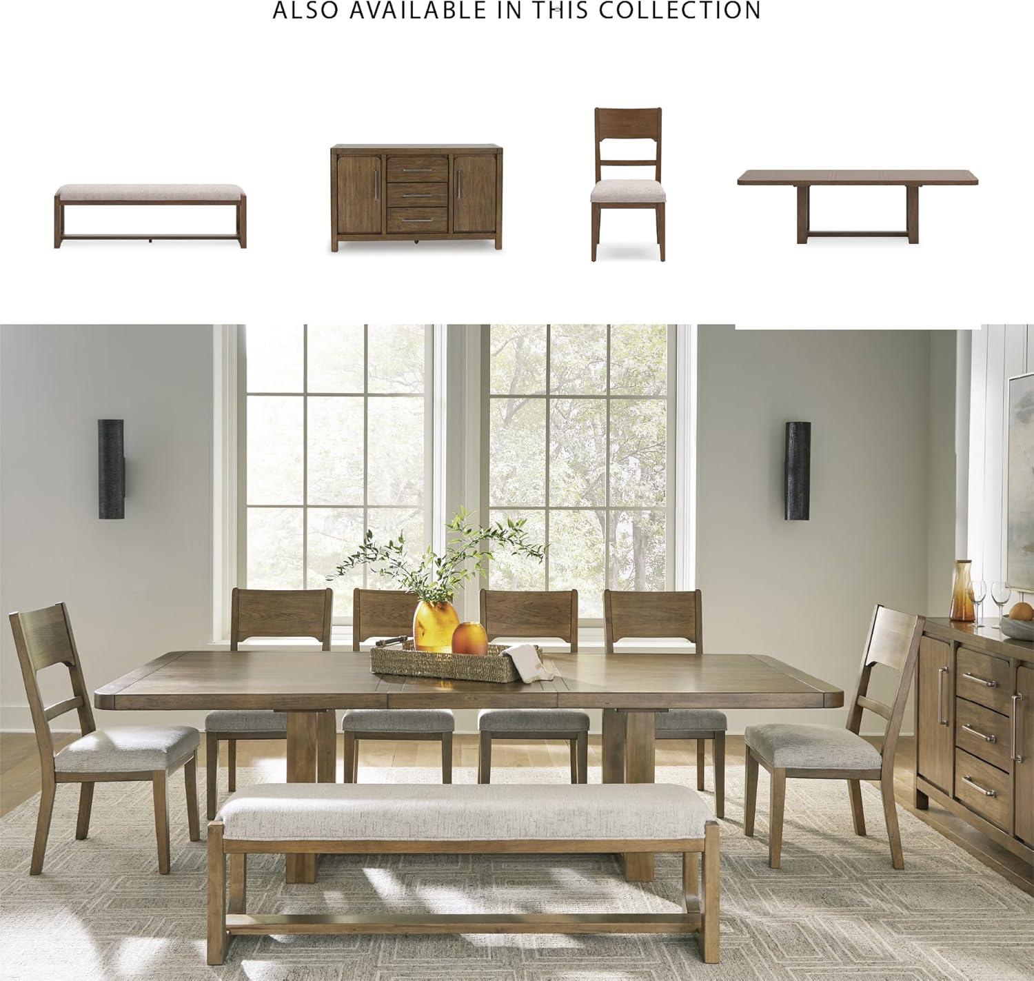 imageSignature Design by Ashley Cabalynn Farmhouse Glazed 2Door Dining Server with Adjustable Shelves and 3 Drawers Light Brown
