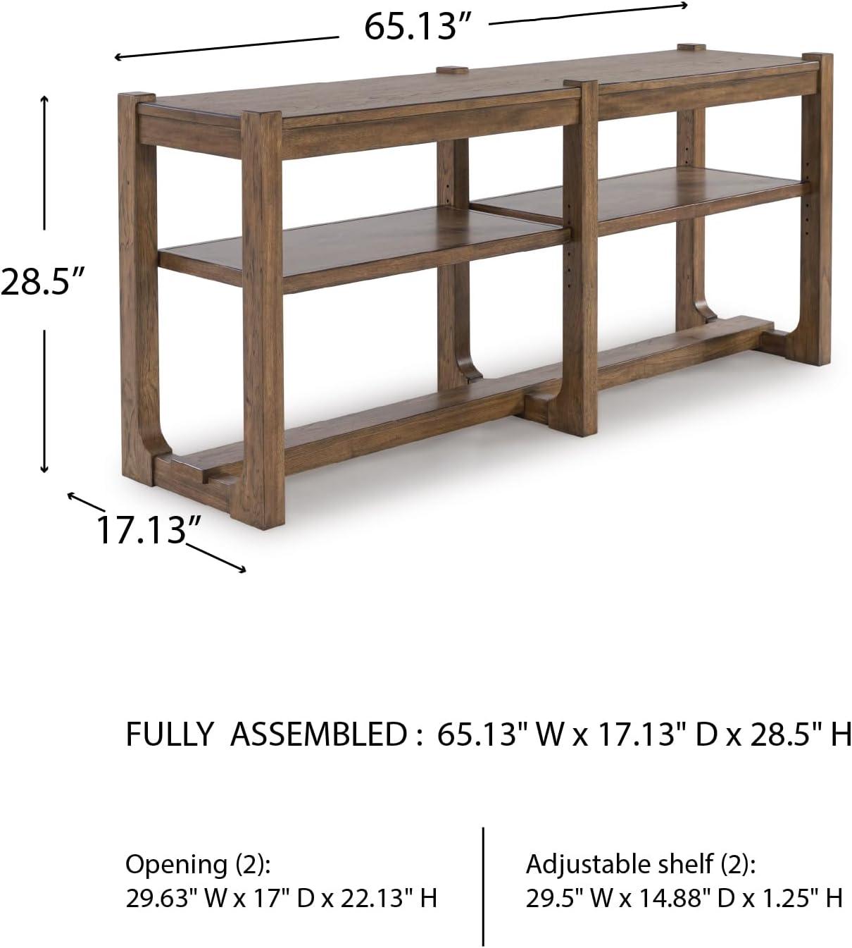 imageSignature Design by Ashley Cabalynn Farmhouse Sofa Table with 2 Adjustable Shelves Light Brown