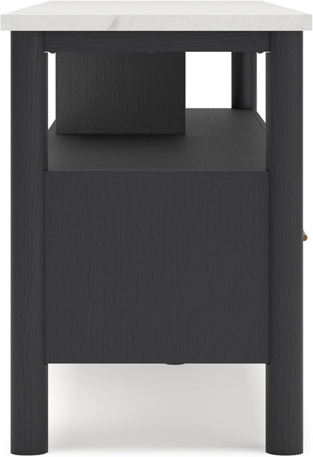 imageSignature Design by Ashley Cadmori Traditional 72quot TV Stand for TVs up to 82quot with Ambient Lighting Open Shelf and Drawers Black ampamp WhiteBlack White