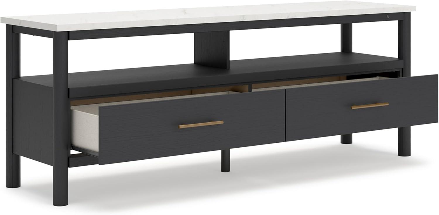 imageSignature Design by Ashley Cadmori Traditional 72quot TV Stand for TVs up to 82quot with Ambient Lighting Open Shelf and Drawers Black ampamp WhiteBlack White
