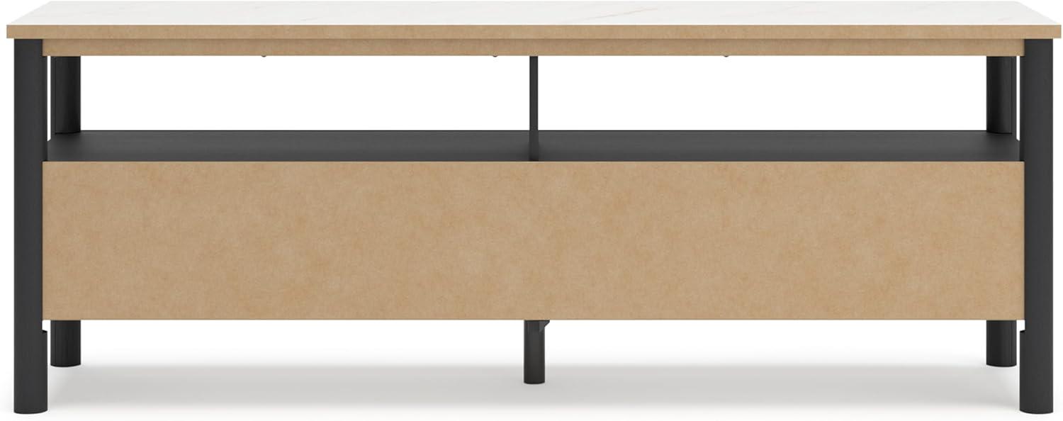 imageSignature Design by Ashley Cadmori Traditional 72quot TV Stand for TVs up to 82quot with Ambient Lighting Open Shelf and Drawers Black ampamp WhiteBlack White