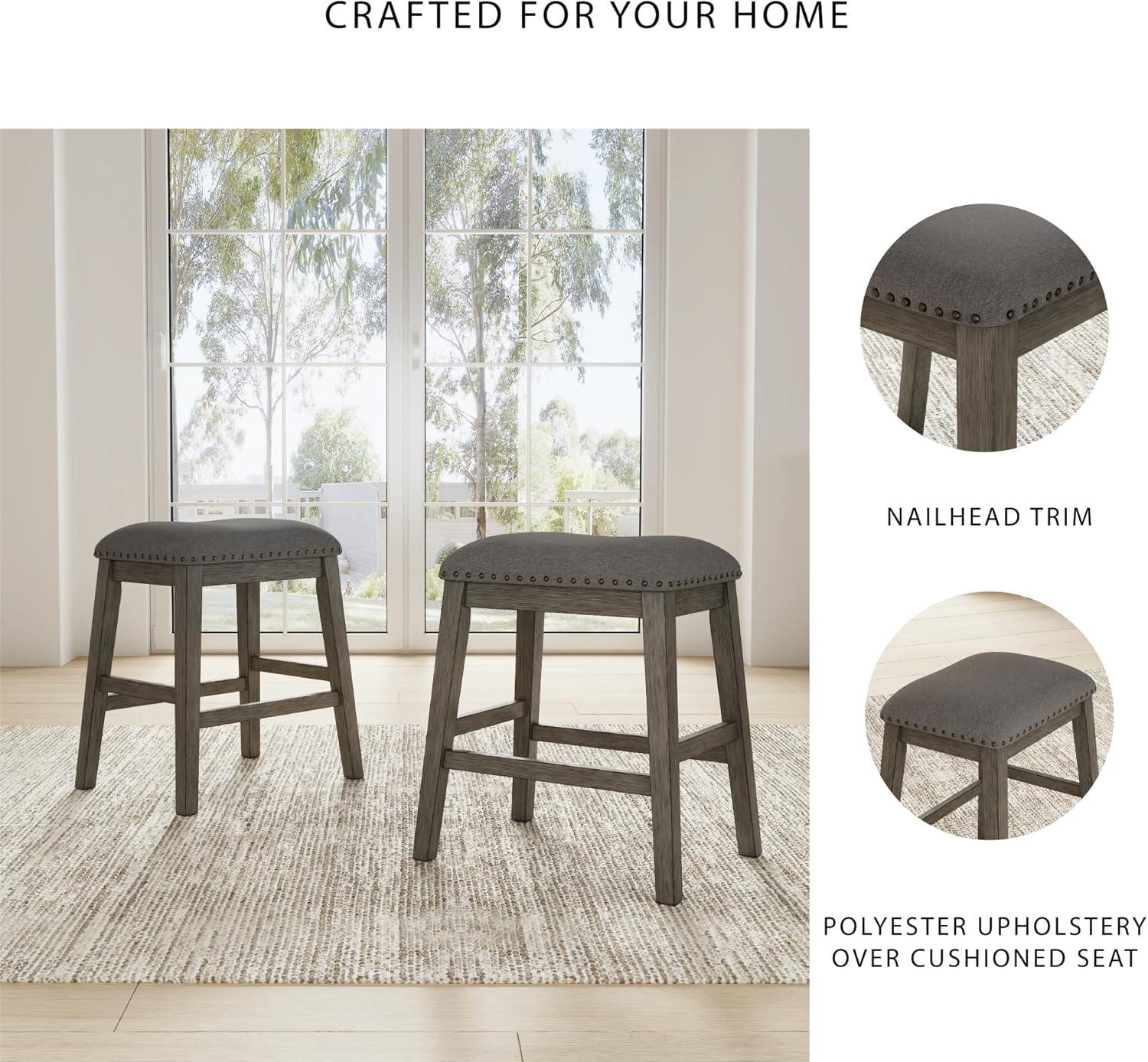 imageSignature Design by Ashley Caitbrook Rustic 244quot Counter Height Upholstered Barstool 2 Count GrayGrey