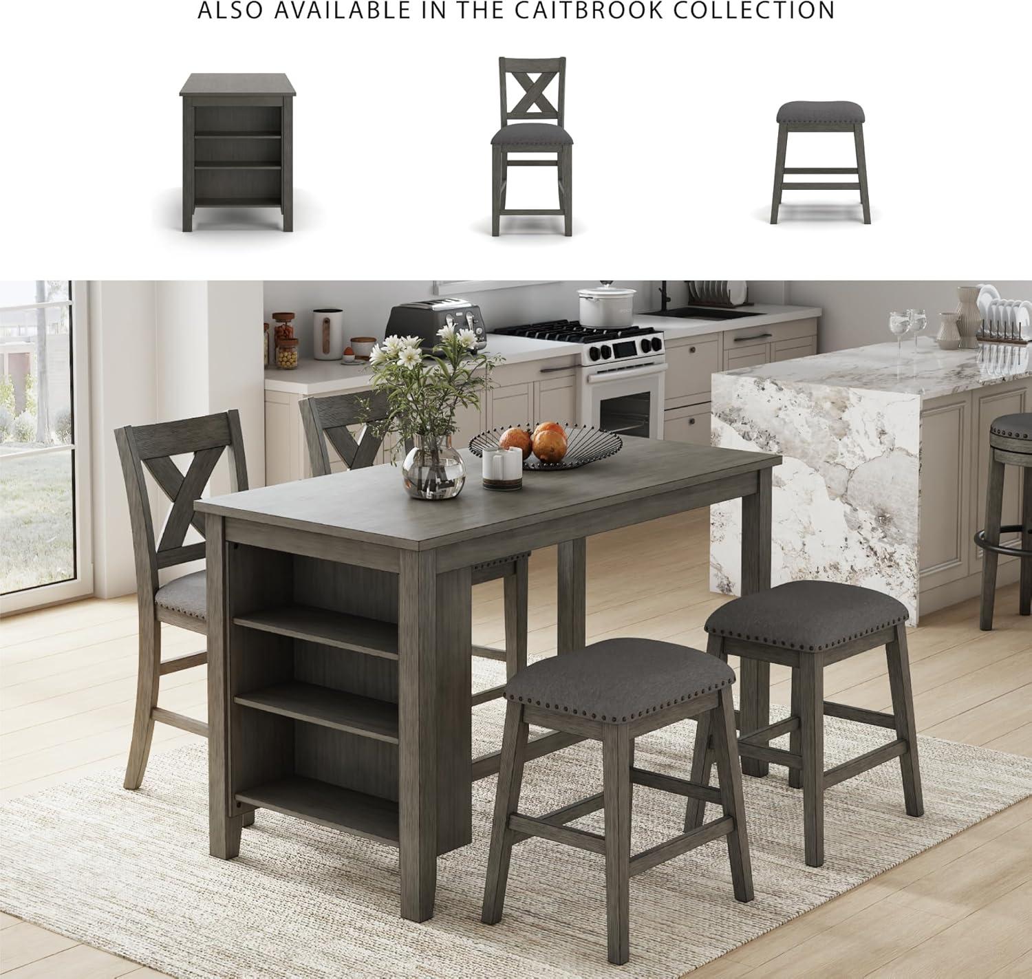 imageSignature Design by Ashley Caitbrook Rustic 244quot Counter Height Upholstered Barstool 2 Count GrayGrey