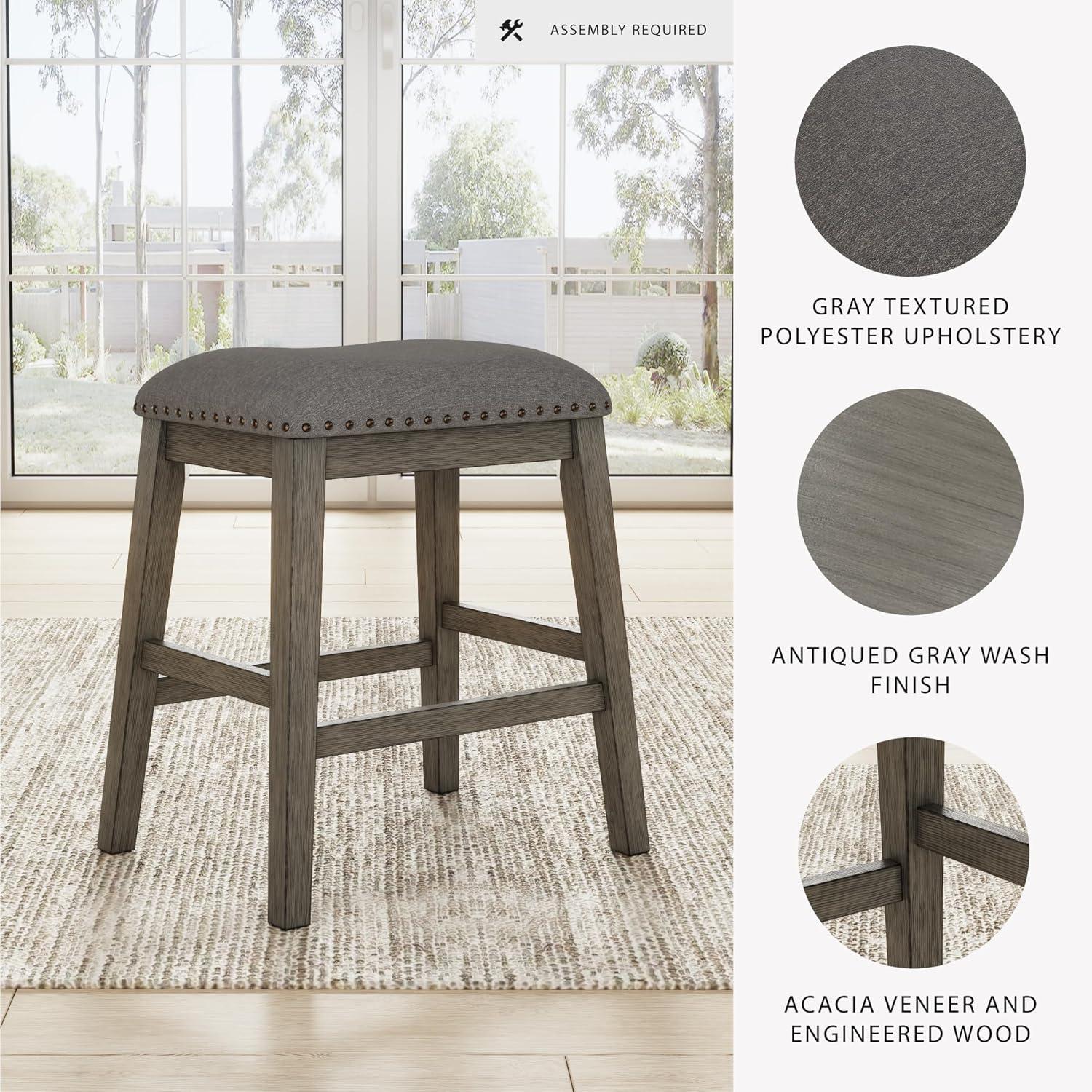 imageSignature Design by Ashley Caitbrook Rustic 244quot Counter Height Upholstered Barstool 2 Count GrayGrey