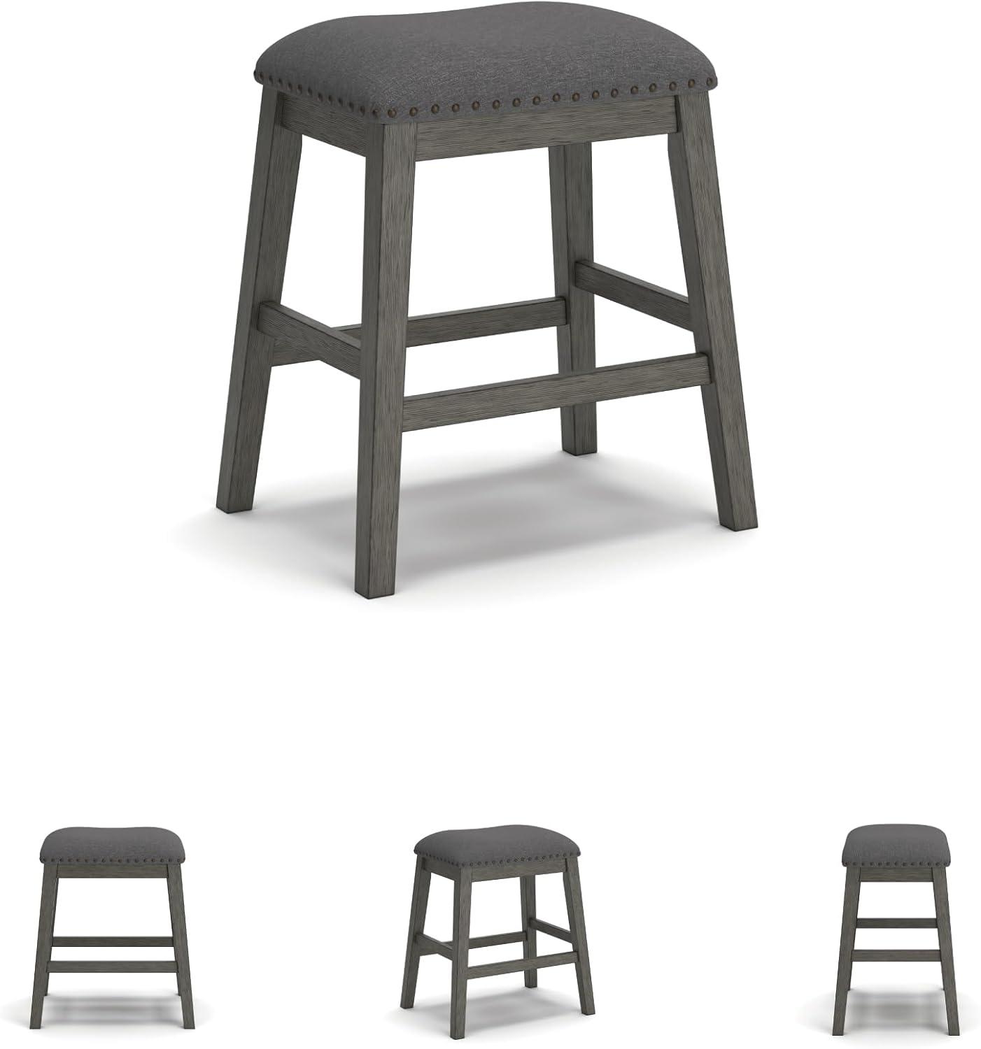 imageSignature Design by Ashley Caitbrook Rustic 244quot Counter Height Upholstered Barstool 2 Count GrayGrey