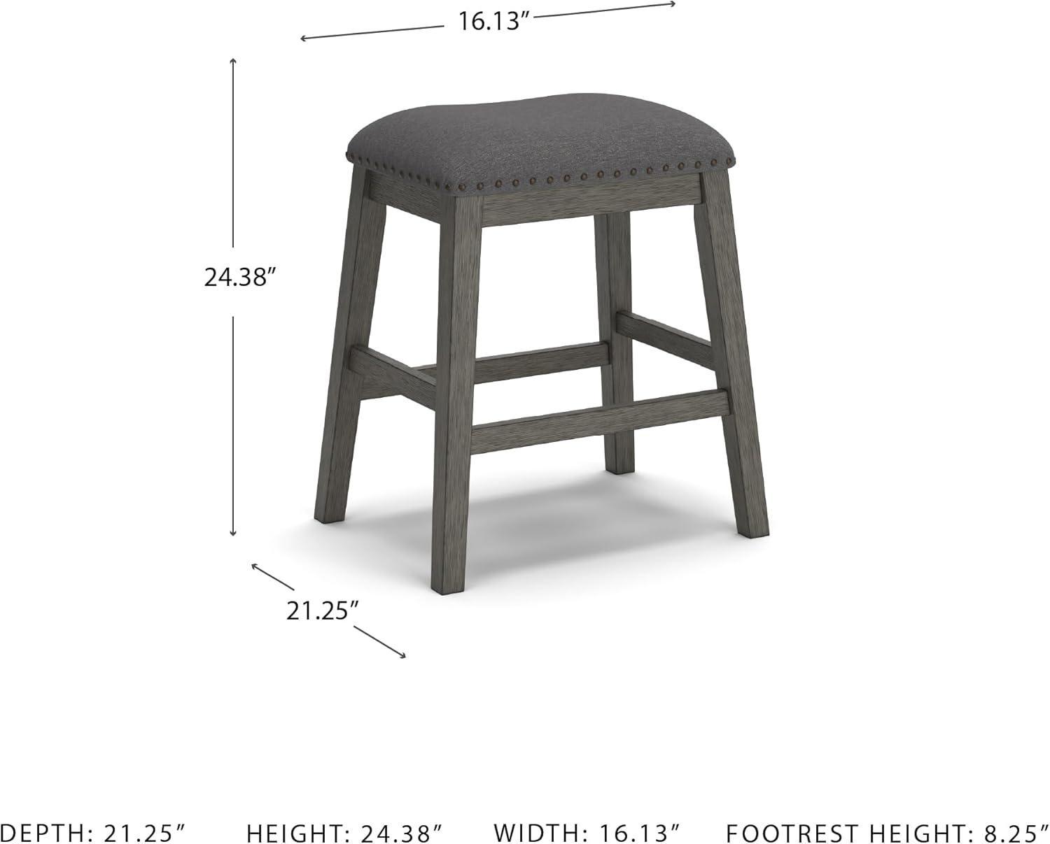 imageSignature Design by Ashley Caitbrook Rustic 244quot Counter Height Upholstered Barstool 2 Count GrayGrey