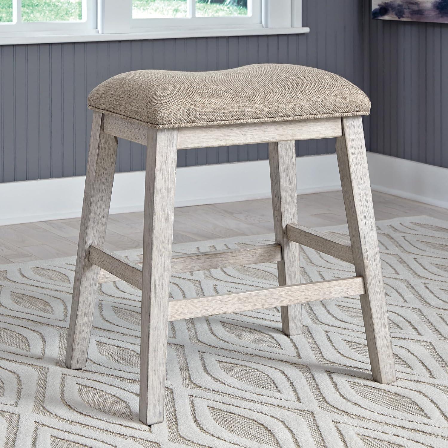 imageSignature Design by Ashley Caitbrook Rustic 244quot Counter Height Upholstered Barstool 2 Count GrayWhitewash