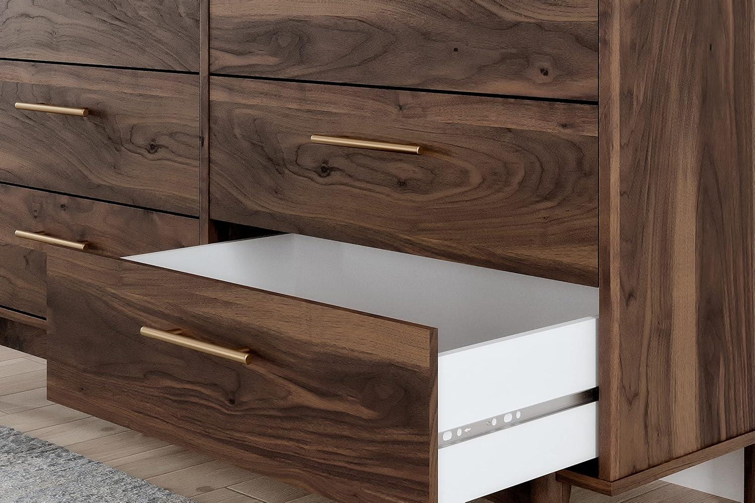 imageSignature Design by Ashley Calverson Contemporary 6 Drawer Dresser with Burnished Goldtone Pulls Dark BrownBrown