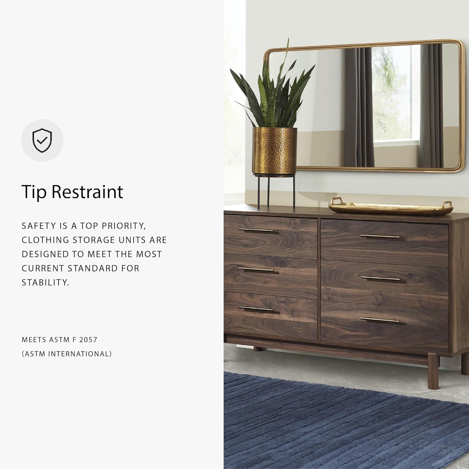 imageSignature Design by Ashley Calverson Contemporary 6 Drawer Dresser with Burnished Goldtone Pulls Dark BrownBrown