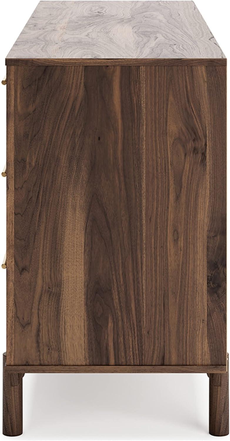 imageSignature Design by Ashley Calverson Contemporary 6 Drawer Dresser with Burnished Goldtone Pulls Dark BrownBrown