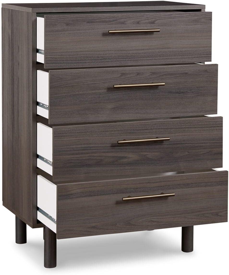 imageSignature Design by Ashley Calverson Contemporary 6 Drawer Dresser with Burnished Goldtone Pulls Dark BrownBrownish Gray