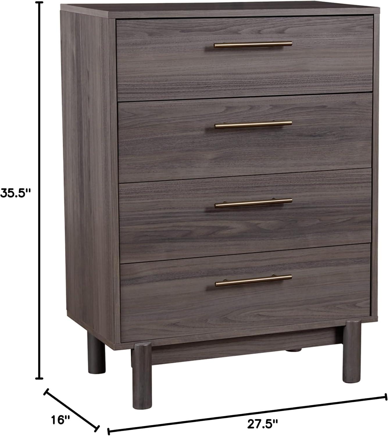 imageSignature Design by Ashley Calverson Contemporary 6 Drawer Dresser with Burnished Goldtone Pulls Dark BrownBrownish Gray